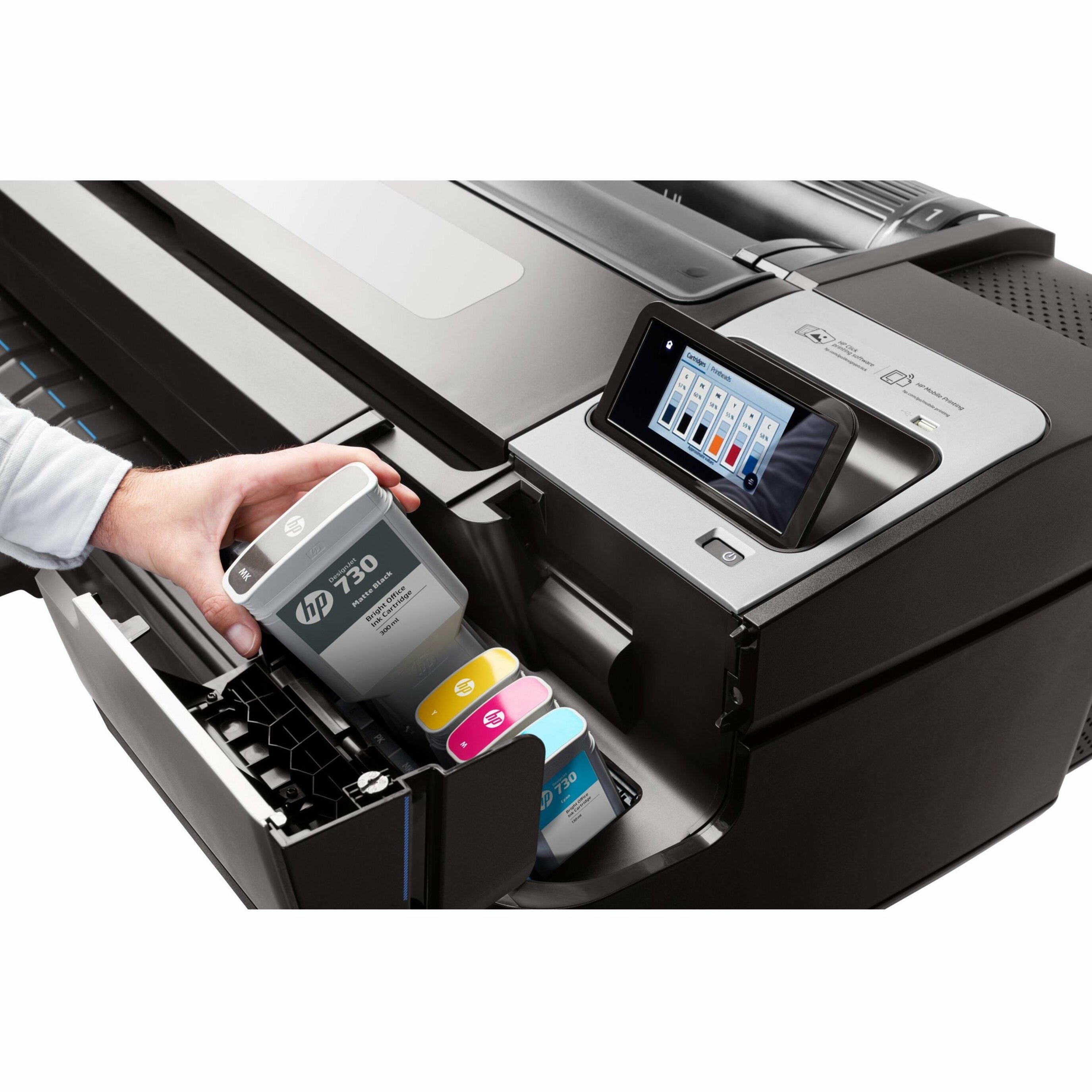 HP Designjet T1700dr PostScript Inkjet Large Format Printer - 44" Print Width - Color - 6 Color(s) - 26 Second Color Speed - 2400 x 1200 dpi - USB - Ethernet - Roll Paper, Cut Sheet, Photo Paper, Plain Paper - Floor Standing Supported — alternate image1