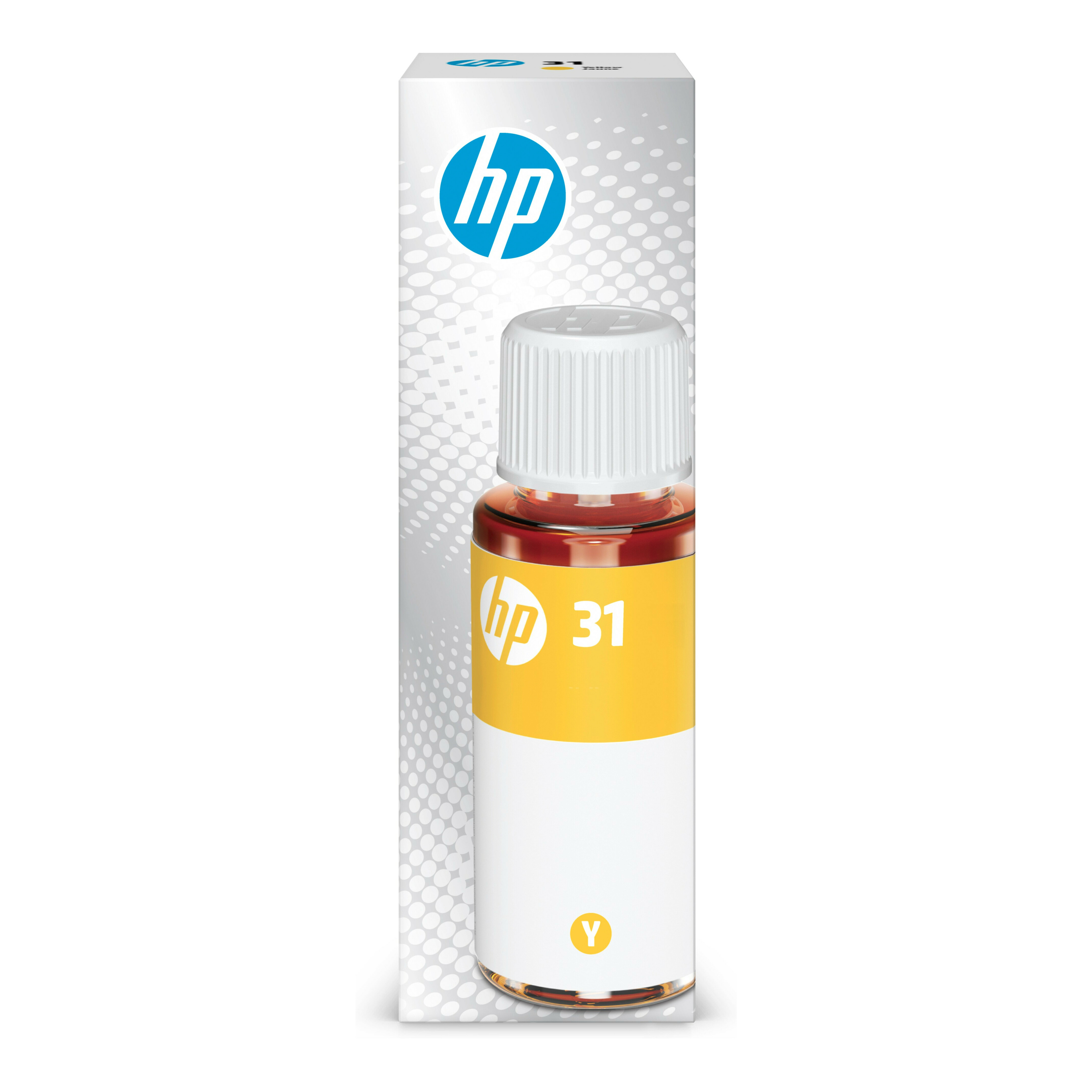 HP 31 70-ml Yellow Original Ink Bottle, 1VU28AN - Inkjet - Yellow - 8000 Pages - 70 mL Cyan - High Yield - 1 Bottle