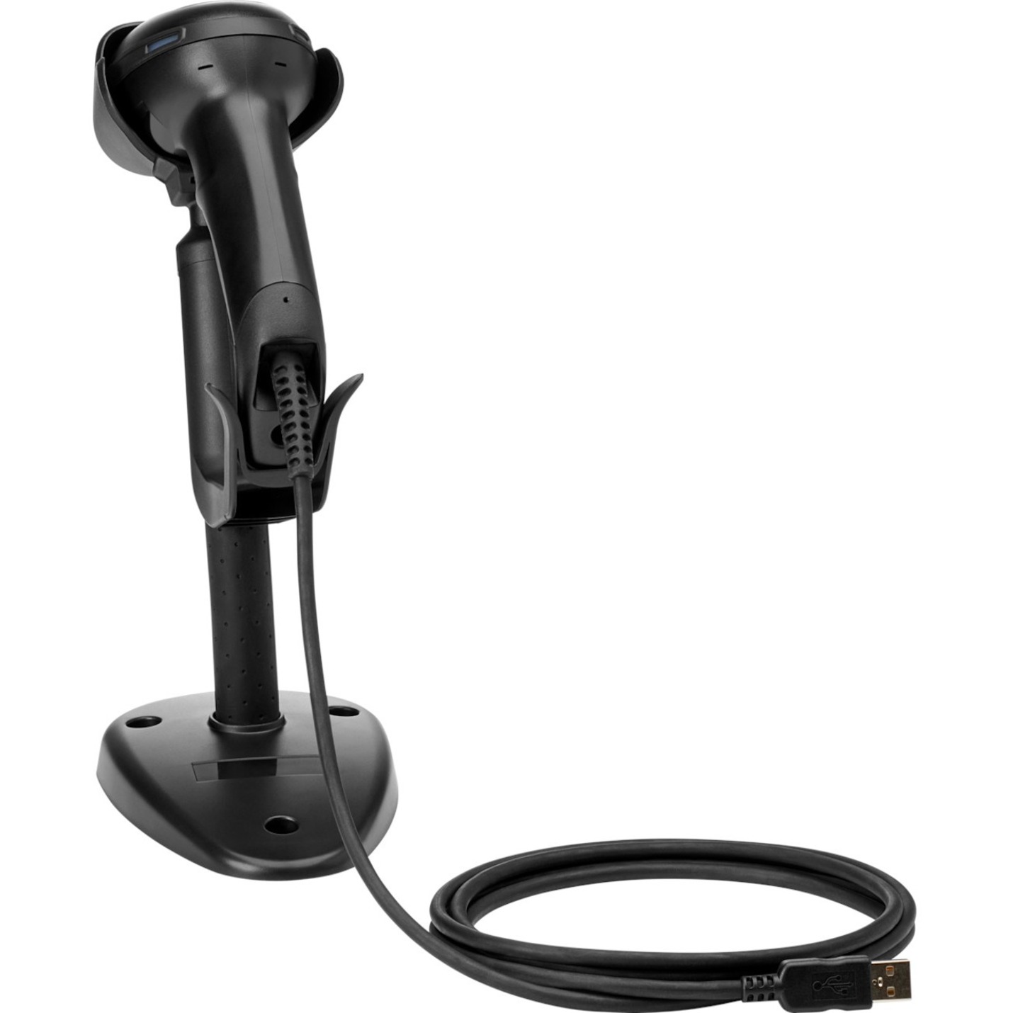 HP Engage Imaging Barcode Scanner II - Cable Connectivity - 1D, 2D - LED - Imager - Omni-directional - USB - Black - Stand Included - IP52 - USB — rear