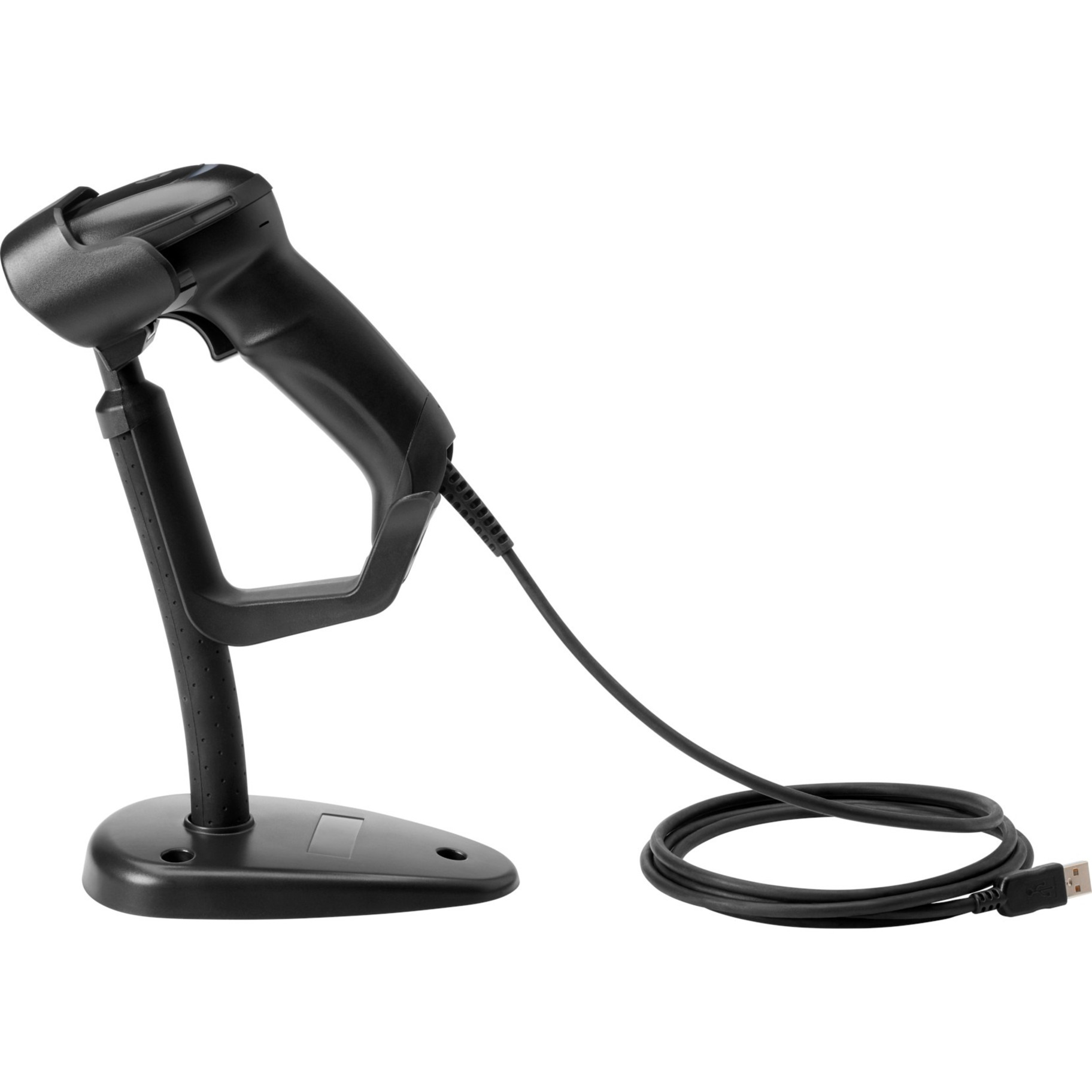 HP Engage Imaging Barcode Scanner II - Cable Connectivity - 1D, 2D - Imager - Omni-directional - USB - Black - Stand Included - IP52 - USB — left