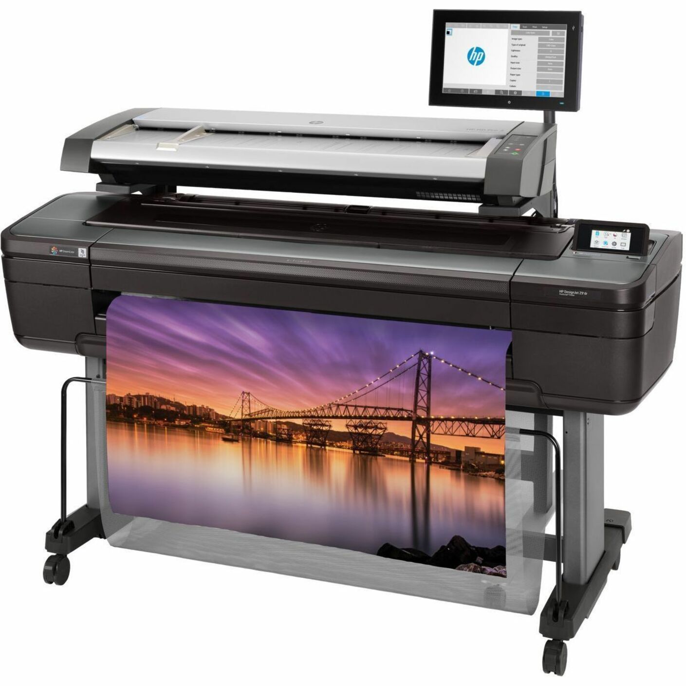 HP DesignJet HD Pro PostScript Inkjet Large Format Printer - Includes Printer, Scanner, Copier - 44" Print Width - Color - 6 Color(s) - 866 ft²/h Color Speed - 2400 x 1200 dpi - 128 GB - USB - Ethernet - Flatbed Color Scan - Flatbed Color Copy - Plain Paper, Roll Paper, Cut Sheet, Banner, Film, Poster Paper - Floor Standing Supported — alternate image5
