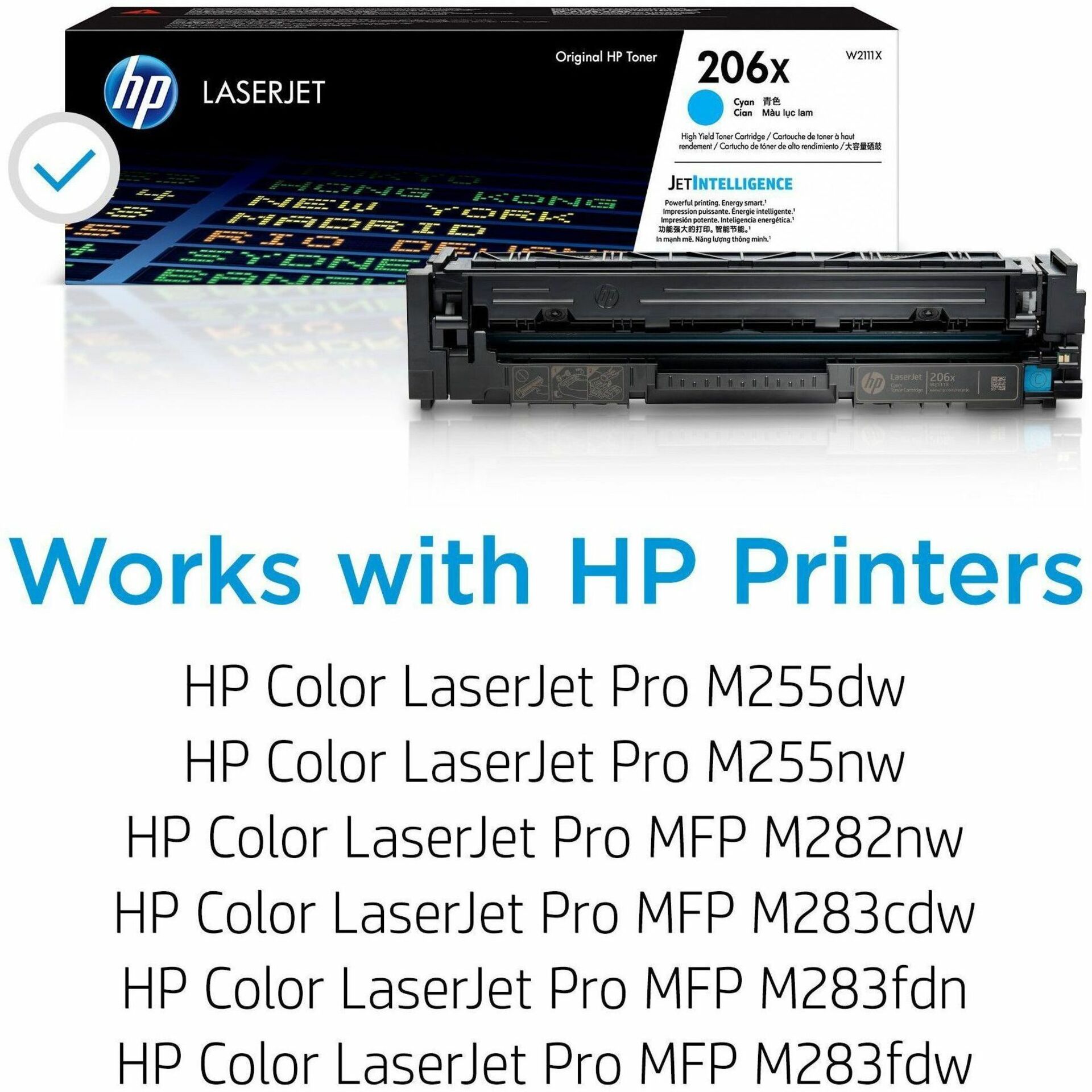 HP 206X Original High Yield Laser Toner Cartridge - Cyan - 1 Each - 2450 Pages — alternate image1