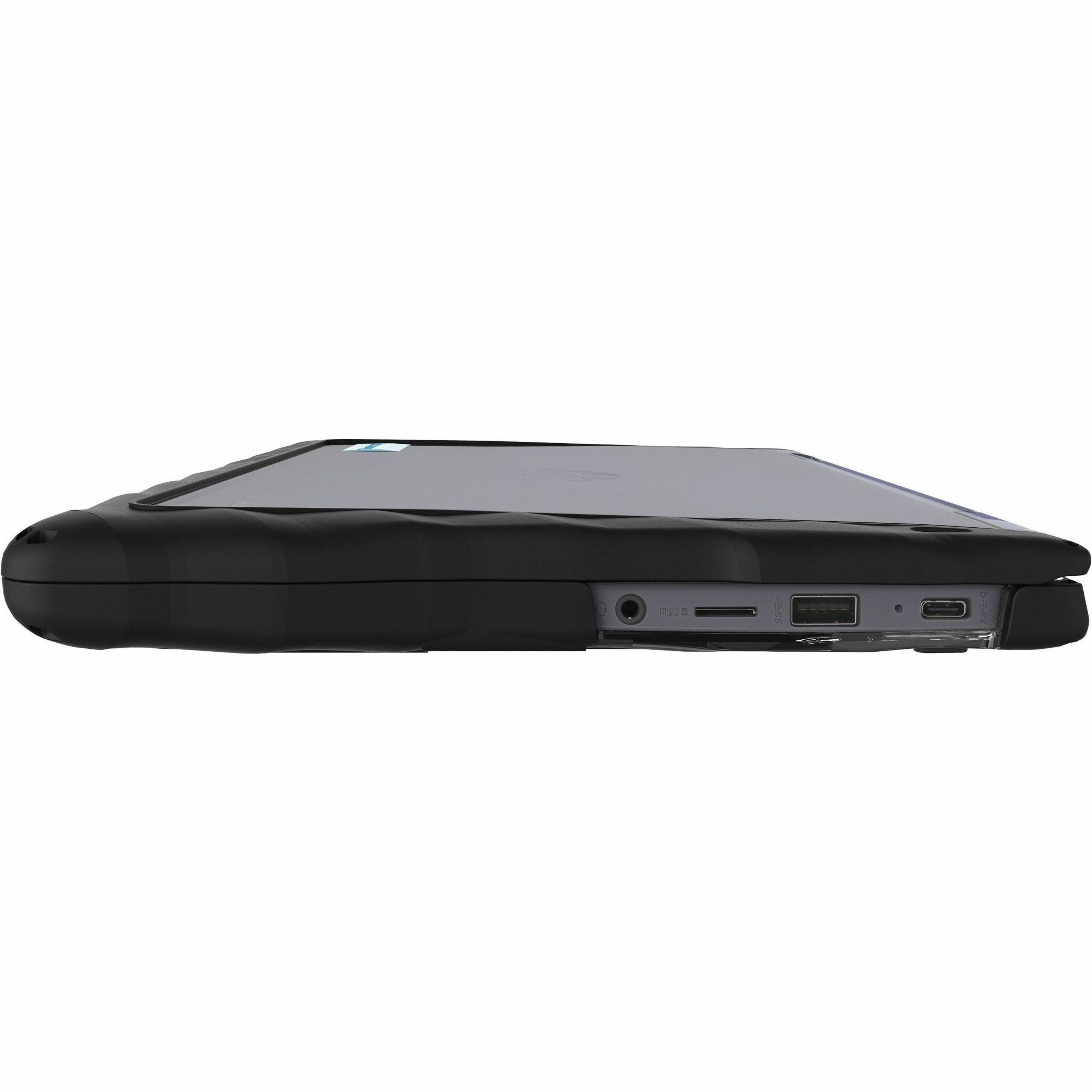 Gumdrop DropTech for HP Chromebook x360 11 G3 EE - Black - For HP x360 Chromebook - Black, Transparent - Shock Absorbing, Drop Resistant, Shock Resistant, Bump Resistant - Thermoplastic Polyurethane (TPU), Polycarbonate, Thermoplastic Polyurethane (TPU) Rubber - Rugged — left