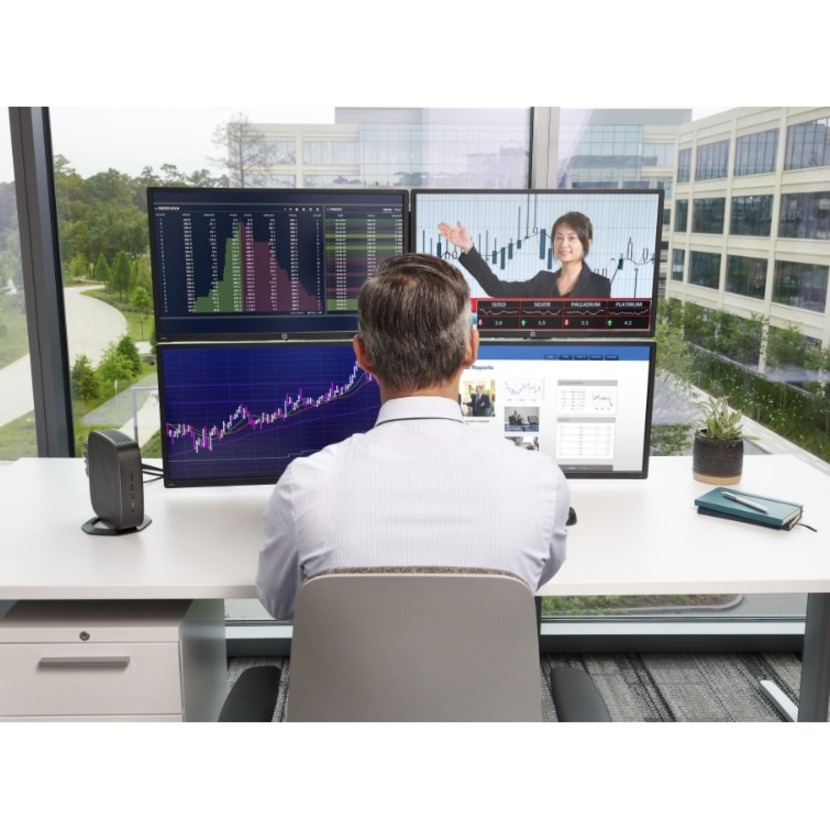 HP t740 Thin Client Ryzen V1756B Quad-core (4 Core) 3.25 GHz - TAA Compliant - 8 GB RAM DDR4 SDRAM - 64 GB Flash - Gigabit Ethernet - DisplayPort - Network (RJ-45) - 7 Total USB Port(s) - 2 USB 2.0 Port(s) - USB Type-C - 90 W — alternate image3