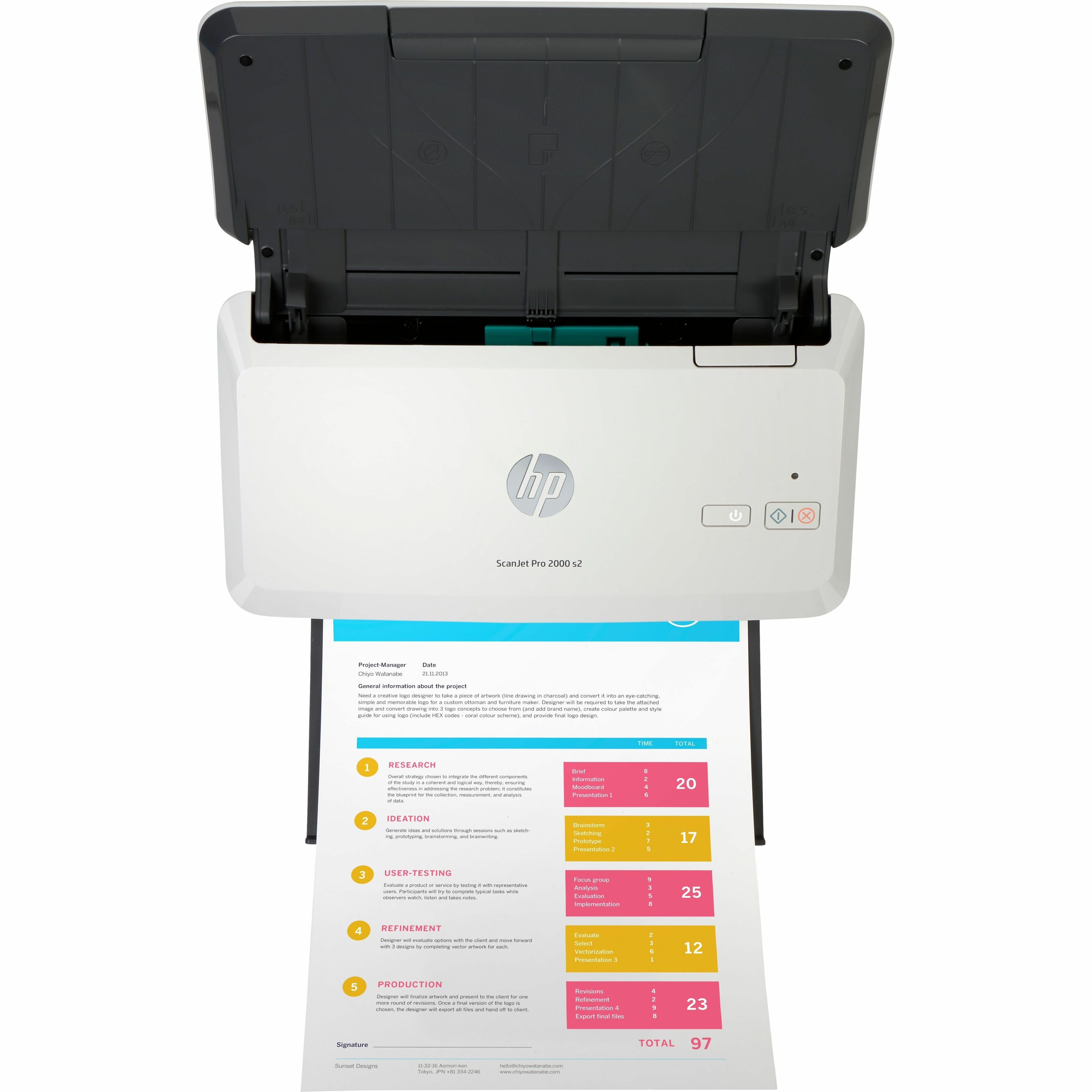 HP ScanJet Pro 2000 s2 Sheetfed Scanner - 600 dpi Optical - 35 ppm (Color) - Color, Grayscale Scan - Duplex Scanning - Cut Sheet Paper, Laser Paper, Pre-punched Paper, Cheques, Business Card, Form, Plastic Card, Stapled Media - USB — alternate image1
