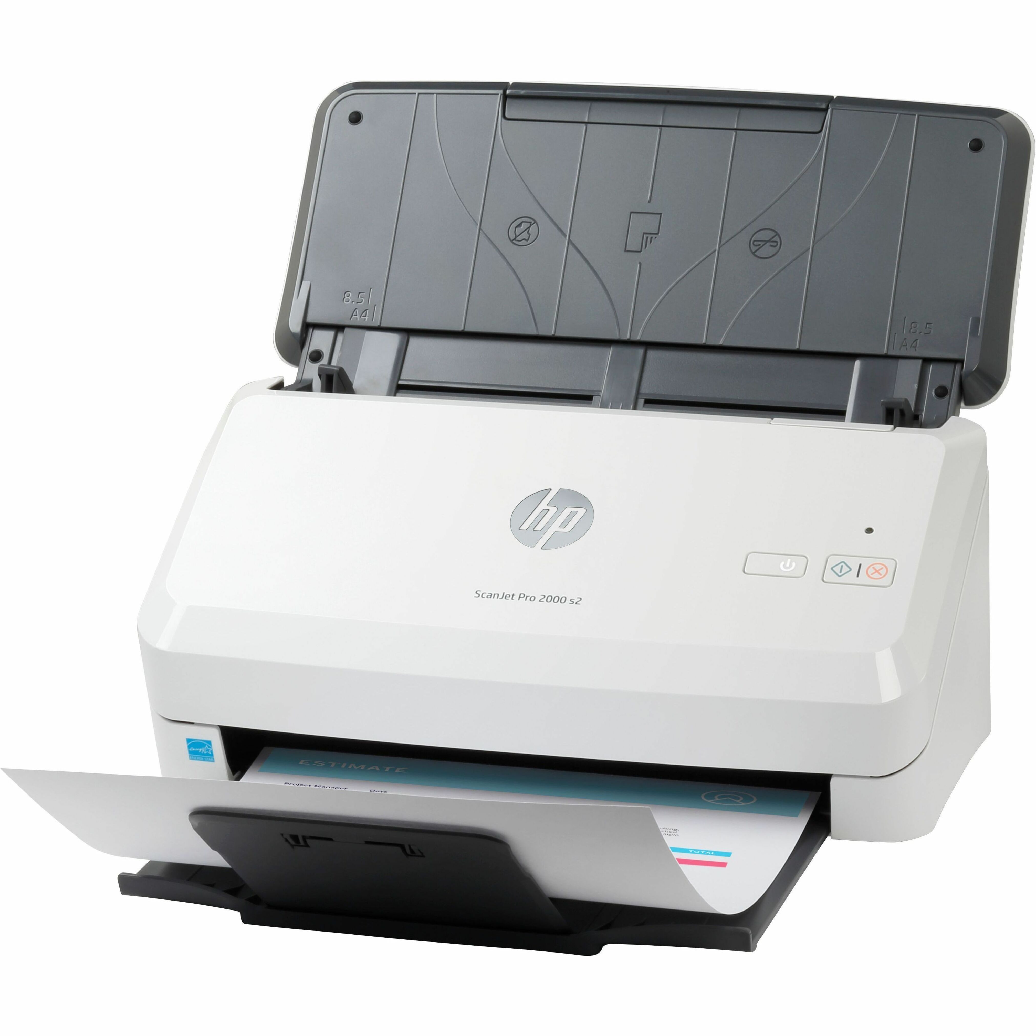 HP ScanJet Pro 2000 s2 Sheetfed Scanner - 600 dpi Optical - 35 ppm (Color) - Color, Grayscale Scan - Duplex Scanning - Cut Sheet Paper, Laser Paper, Pre-punched Paper, Cheques, Business Card, Form, Plastic Card, Stapled Media - USB — leftmaximum
