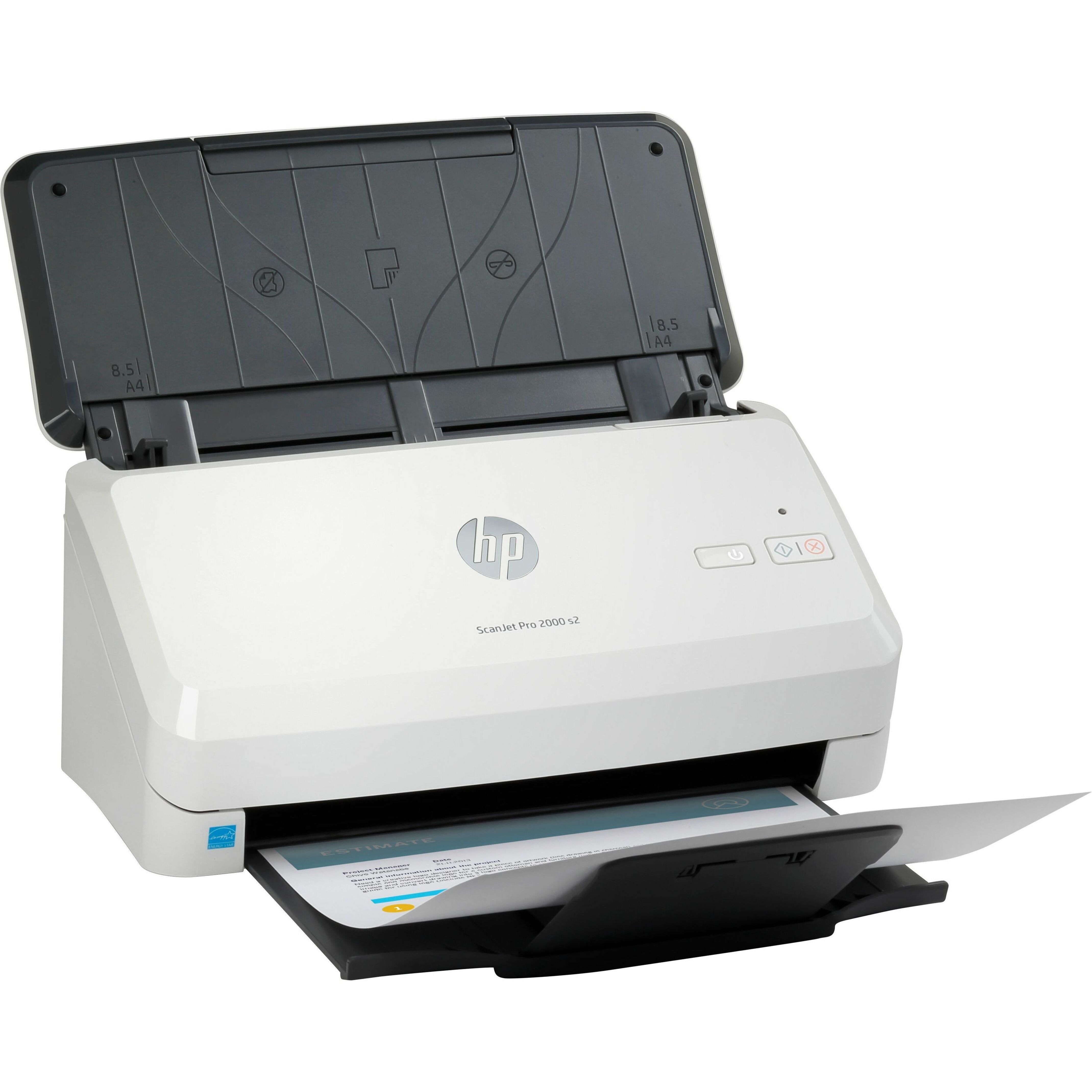 HP ScanJet Pro 2000 s2 Sheetfed Scanner - 600 dpi Optical - 35 ppm (Color) - Color, Grayscale Scan - Duplex Scanning - Cut Sheet Paper, Laser Paper, Pre-punched Paper, Cheques, Business Card, Form, Plastic Card, Stapled Media - USB — right