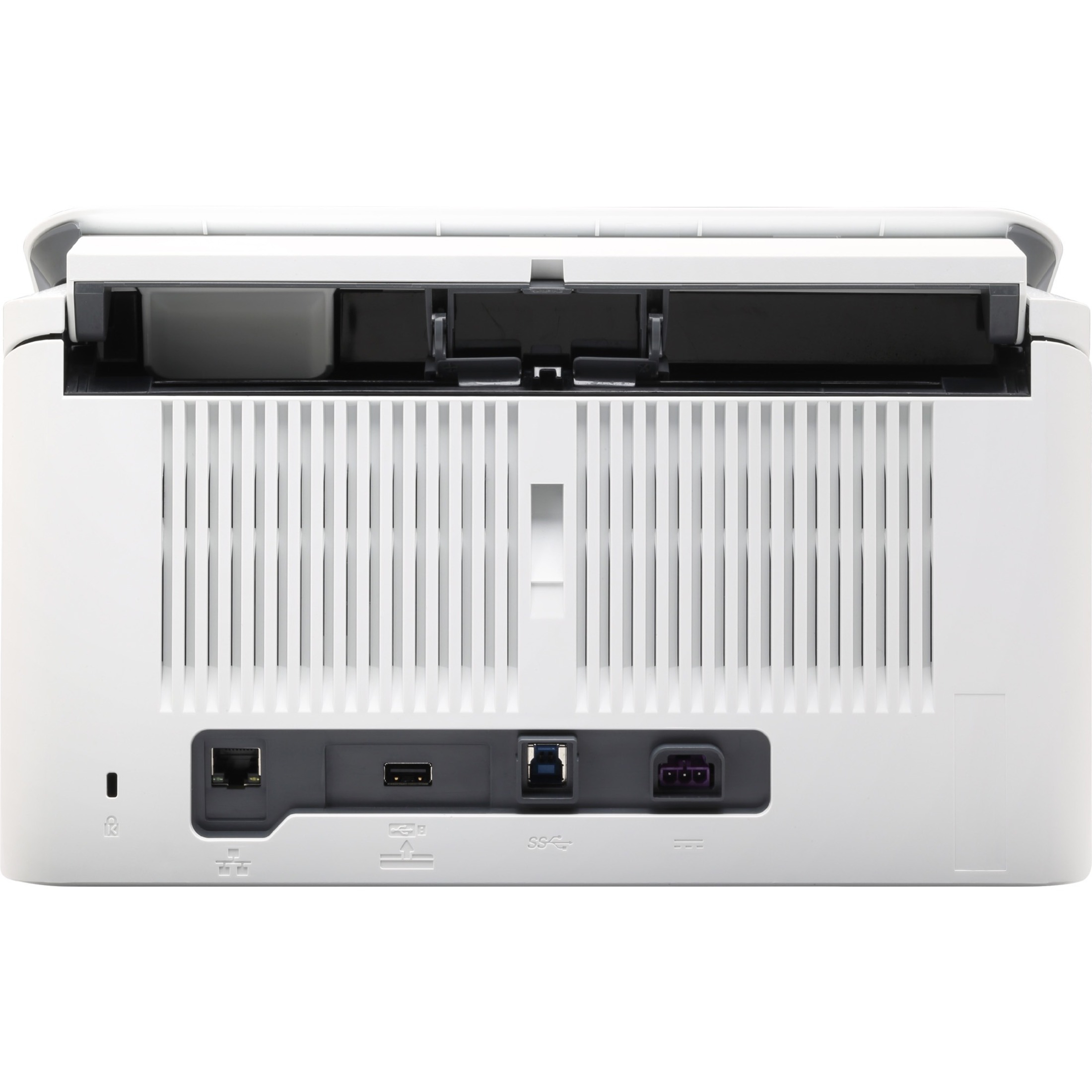 HP Scanjet Enterprise Flow N7000 snw1 Sheetfed Scanner - 600 x 600 dpi Optical - 48-bit Color - 8-bit Grayscale - 75 ppm (Mono) - 75 ppm (Color) - Color, Grayscale Scan - PC Free Scanning - Duplex Scanning - Business Card, Plastic Card, Cut Sheet Paper, Laser Paper, Inkjet Paper, Pre-punched Paper, Check, Card, Carbonless Form, Plastic Carrier Sheet, Stapled Media - Wireless LAN - USB — rearmaximum
