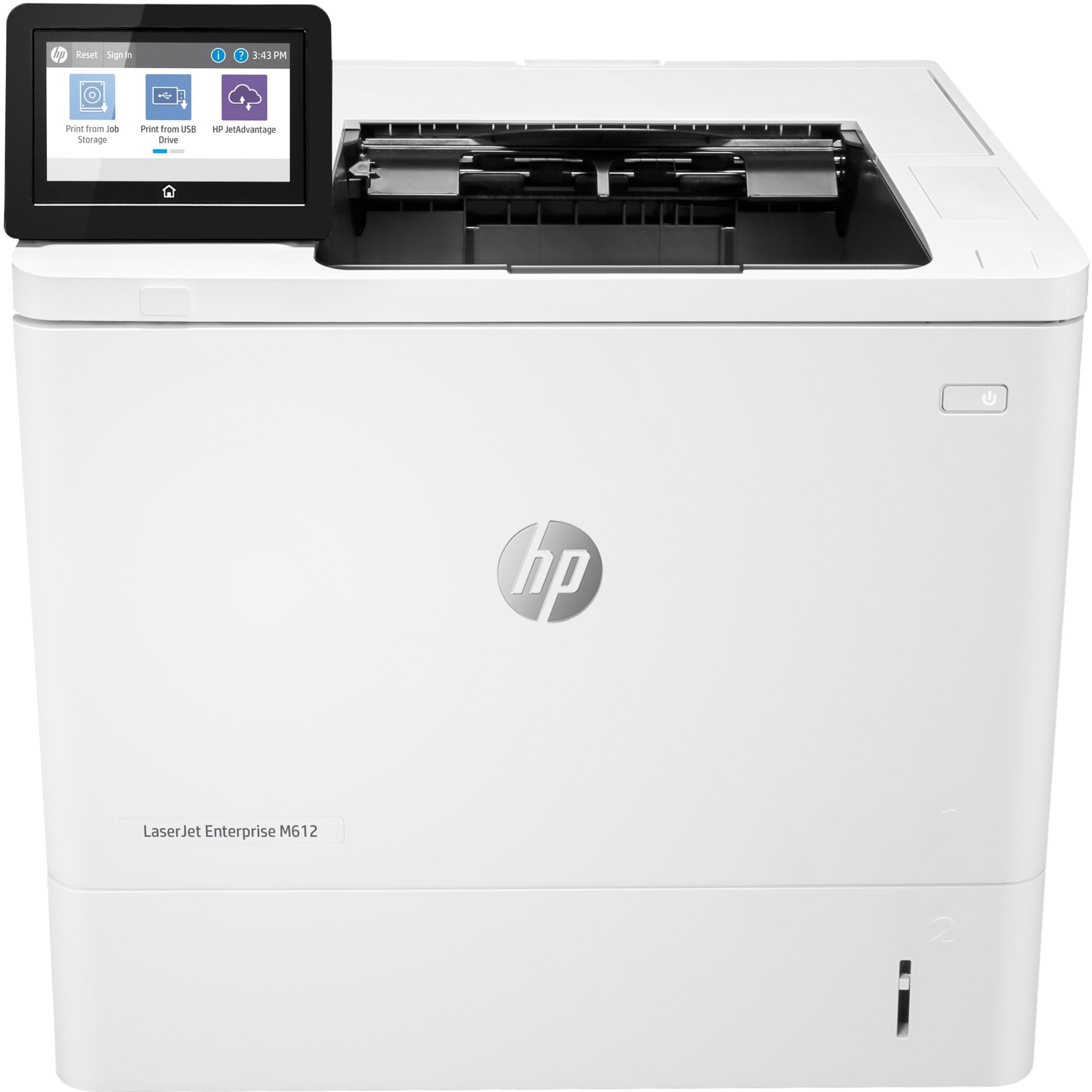 HP LaserJet Enterprise M612 M612dn Desktop Laser Printer - Monochrome - 75 ppm Mono - 1200 x 1200 dpi Print - Automatic Duplex Print - 650 Sheets Input - Ethernet - 300000 Pages Duty Cycle - Plain Paper Print - Gigabit Ethernet - USB — frontmaximum
