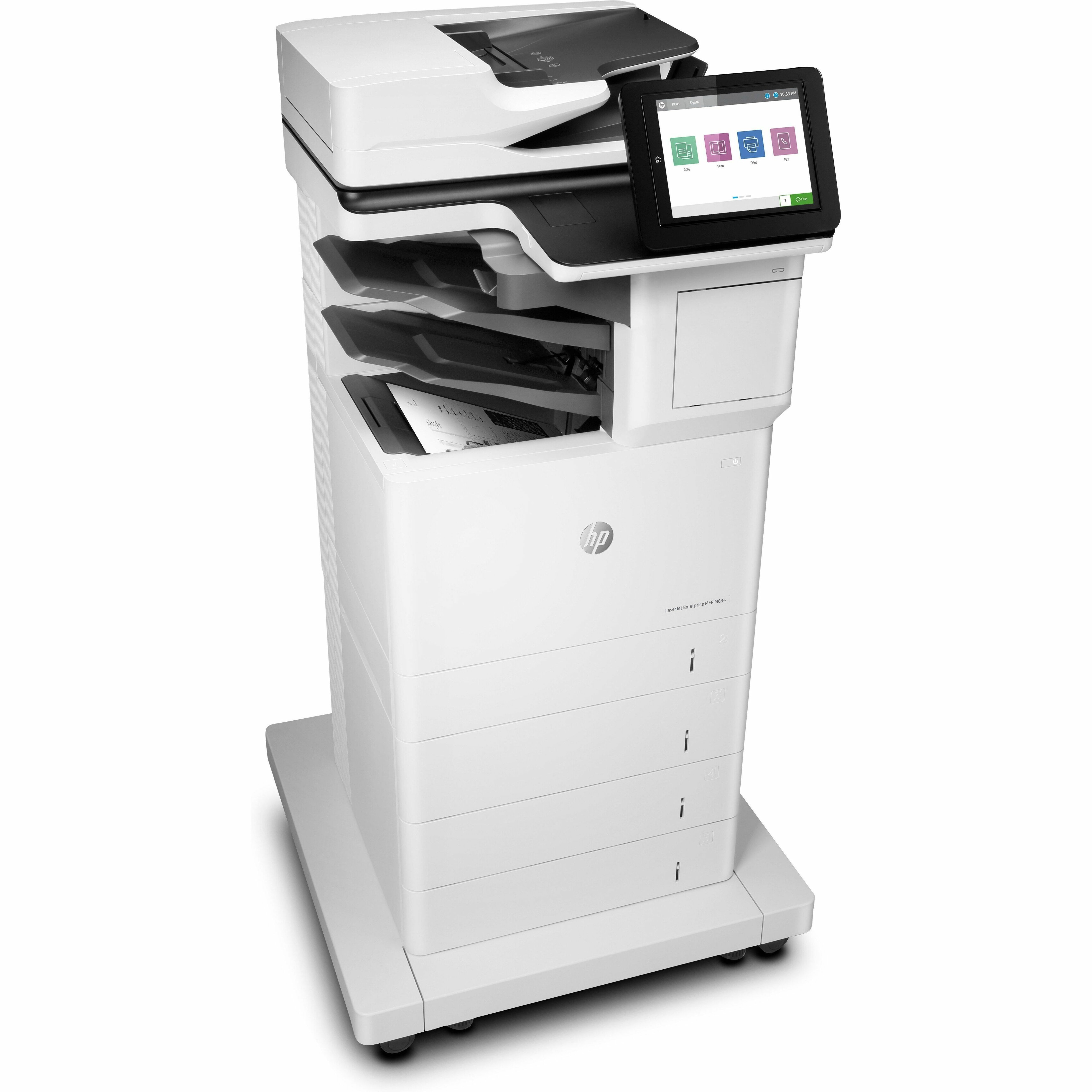 HP LaserJet Enterprise M634z Laser Multifunction Printer-Monochrome-Copier/Fax/Scanner-55 ppm Mono Print-1200x1200 dpi Print-Automatic Duplex Print-300000 Pages-2300 sheets Input-600 dpi Optical Scan-Wireless LAN-Mopria-Wi-Fi Direct - Copier/Fax/Printer/Scanner - 55 ppm Mono Print - 1200 x 1200 dpi Print - Automatic Duplex Print - Up to 300000 Pages Monthly - 2300 sheets Input - Color Scanner - 600 dpi Optical Scan - Monochrome Fax - Gigabit Ethernet - Wireless LAN - HP ePrint, Mopria, Wi-F