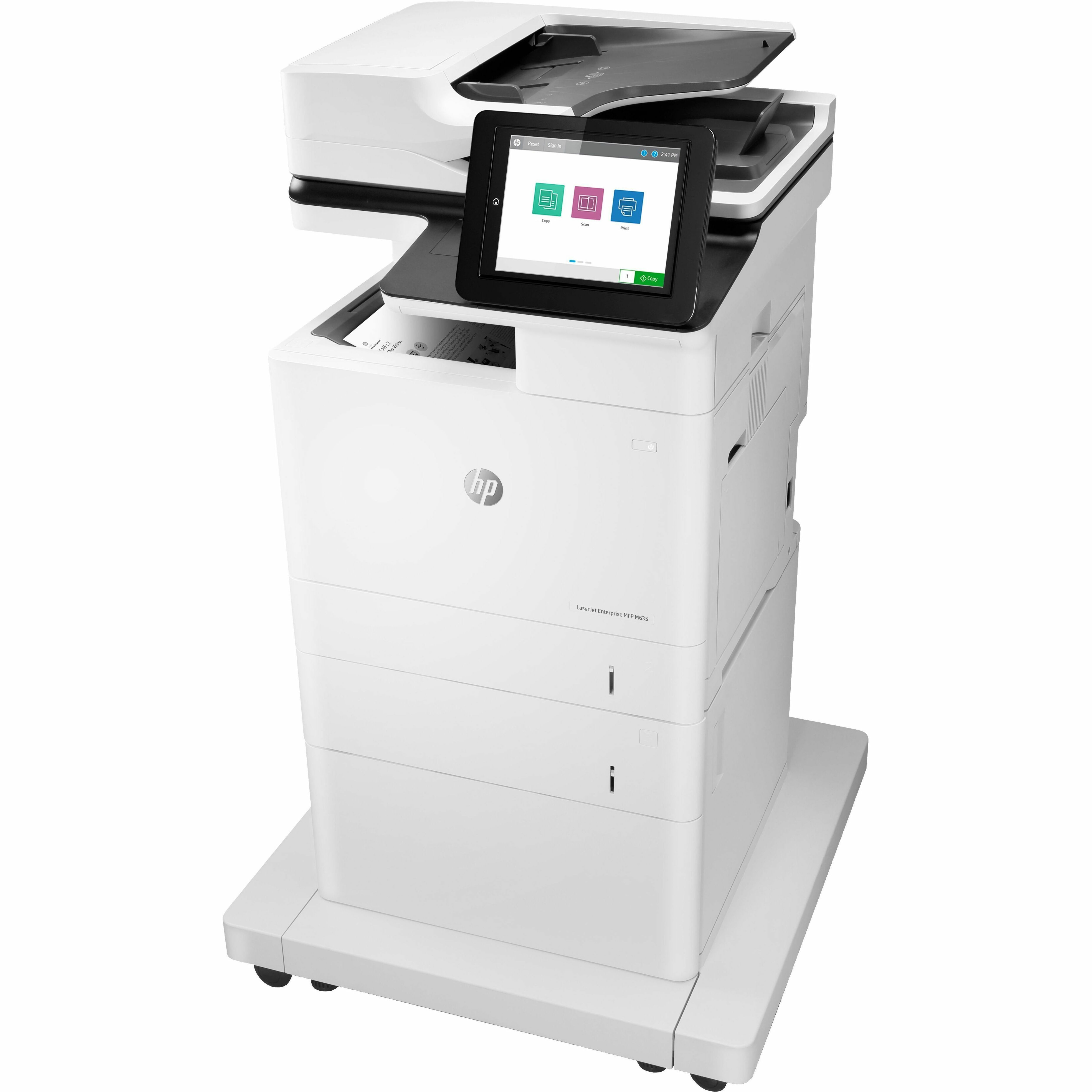 HP LaserJet M635 M635fht Laser Multifunction Printer-Monochrome-Copier/Fax/Scanner-65 ppm Mono Print-1200x1200 Print-Automatic Duplex Print-300000 Pages Monthly-1200 sheets Input-Color Scanner-600 Optical Scan-Monochrome Fax-Gigabit Ethernet - Copier/Fax/Printer/Scanner - 65 ppm Mono Print - 1200 x 1200 dpi Print - Automatic Duplex Print - Up to 300000 Pages Monthly - 1200 sheets Input - Color Scanner - 600 dpi Optical Scan - Monochrome Fax - Gigabit Ethernet - USB - For Plain Paper Print — leftmaximum