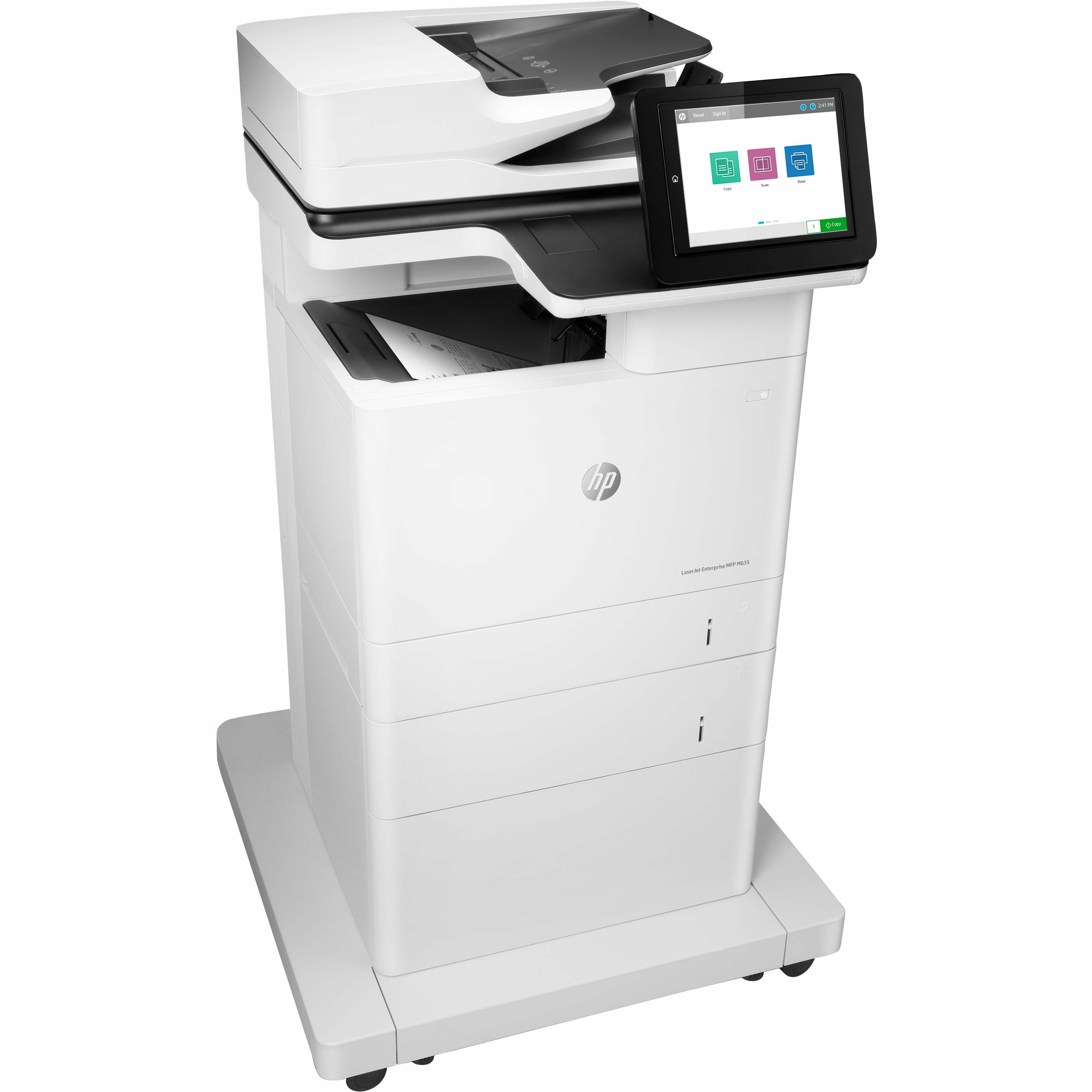 HP LaserJet M635 M635fht Laser Multifunction Printer-Monochrome-Copier/Fax/Scanner-65 ppm Mono Print-1200x1200 Print-Automatic Duplex Print-300000 Pages Monthly-1200 sheets Input-Color Scanner-600 Optical Scan-Monochrome Fax-Gigabit Ethernet - Copier/Fax/Printer/Scanner - 65 ppm Mono Print - 1200 x 1200 dpi Print - Automatic Duplex Print - Up to 300000 Pages Monthly - 1200 sheets Input - Color Scanner - 600 dpi Optical Scan - Monochrome Fax - Gigabit Ethernet - USB - For Plain Paper Print — rightmaximum