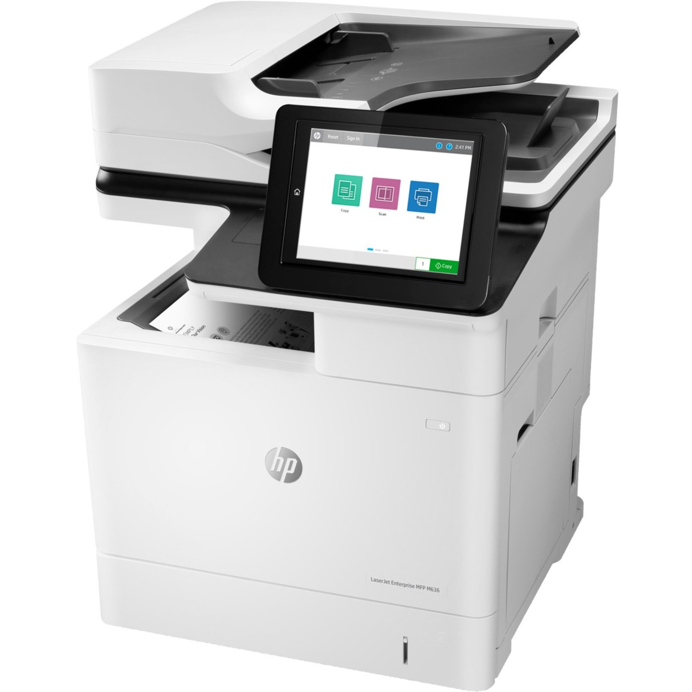 HP LaserJet M636fh Laser Multifunction Printer-Monochrome-Copier/Fax/Scanner-75 ppm Mono Print-1200x1200 Print-Automatic Duplex Print-300000 Pages Monthly-650 sheets Input-Color Scanner-600 Optical Scan-Monochrome Fax-Gigabit Ethernet - Copier/Fax/Printer/Scanner - 75 ppm Mono Print - 1200 x 1200 dpi Print - Automatic Duplex Print - Up to 300000 Pages Monthly - 650 sheets Input - Color Scanner - 600 dpi Optical Scan - Monochrome Fax - Gigabit Ethernet - USB - For Plain Paper Print — left