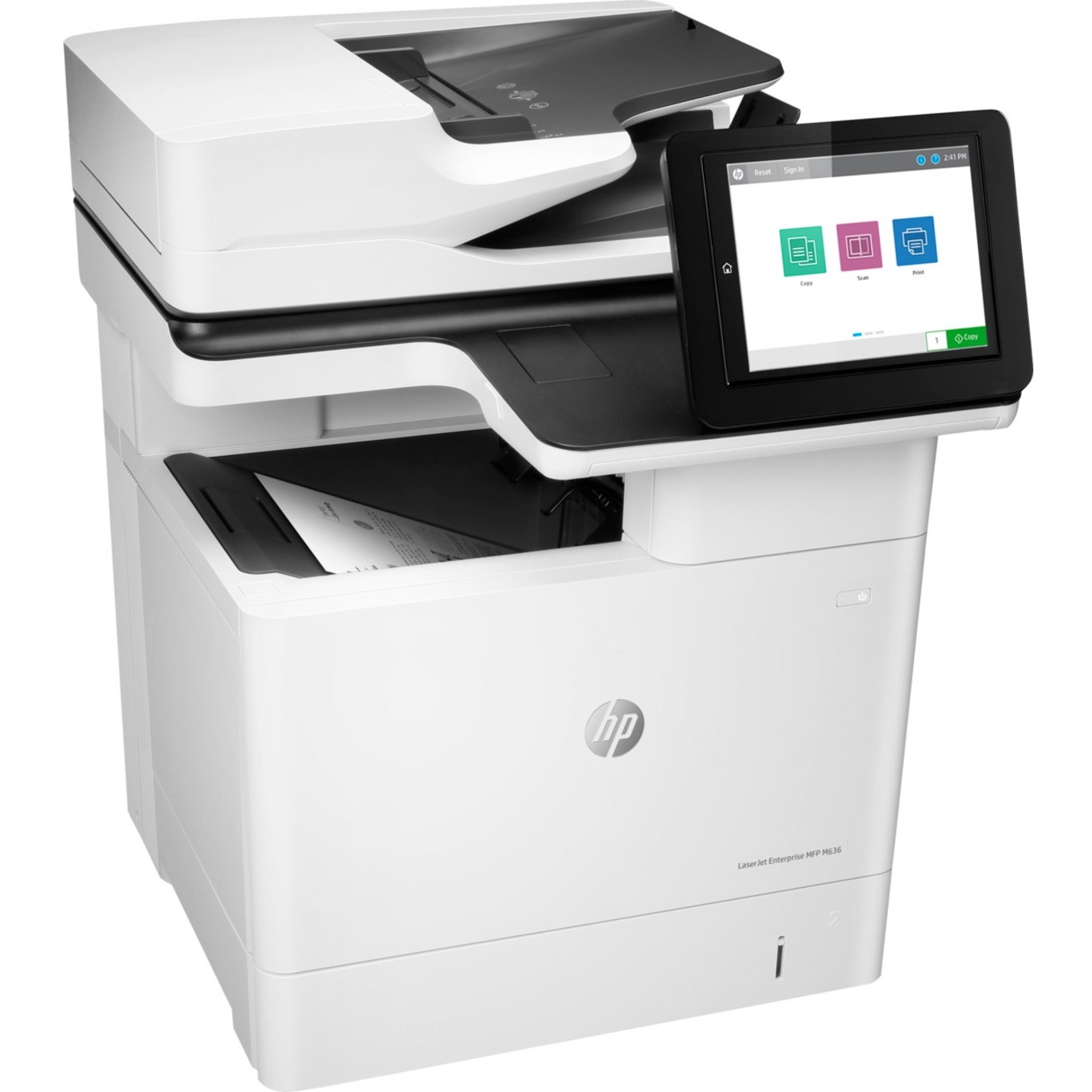 HP LaserJet M636fh Laser Multifunction Printer-Monochrome-Copier/Fax/Scanner-75 ppm Mono Print-1200x1200 Print-Automatic Duplex Print-300000 Pages Monthly-650 sheets Input-Color Scanner-600 Optical Scan-Monochrome Fax-Gigabit Ethernet - Copier/Fax/Printer/Scanner - 75 ppm Mono Print - 1200 x 1200 dpi Print - Automatic Duplex Print - Up to 300000 Pages Monthly - 650 sheets Input - Color Scanner - 600 dpi Optical Scan - Monochrome Fax - Gigabit Ethernet - USB - For Plain Paper Print — right