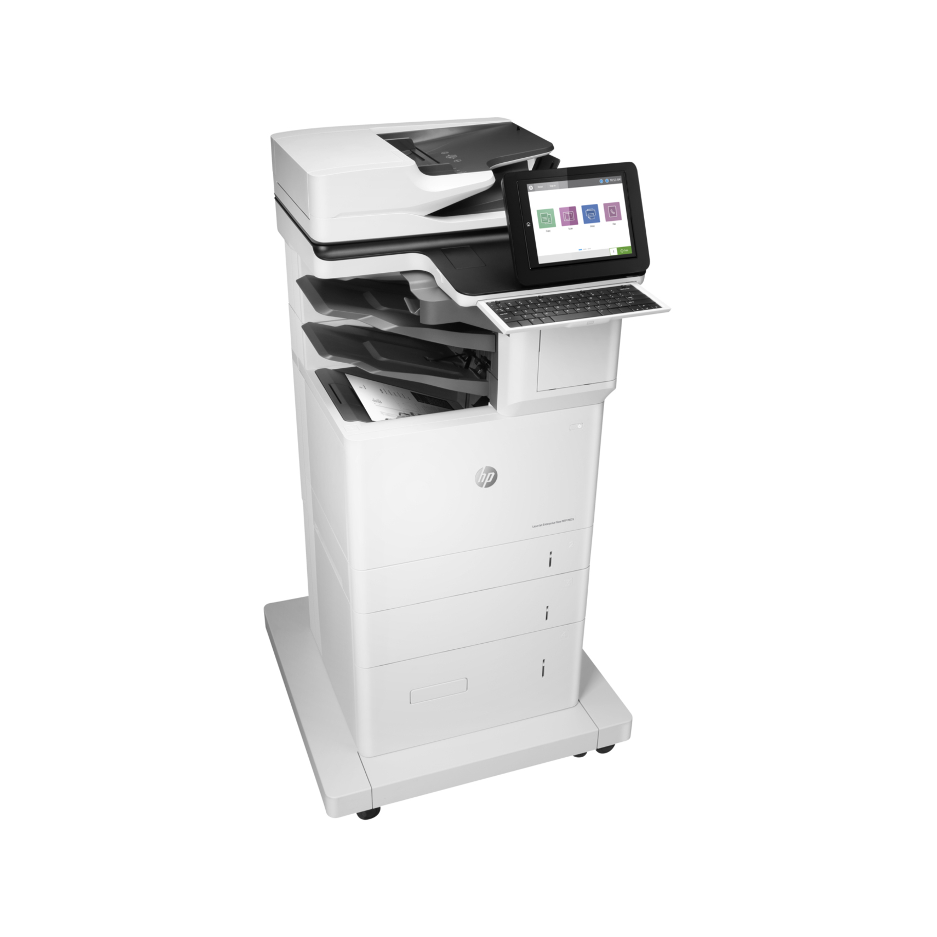 HP LaserJet Enterprise M635z Laser Multifunction Printer - Monochrome - Copier/Fax/Printer/Scanner - 65 ppm Mono Print - 1200 x 1200 dpi Print - Automatic Duplex Print - Up to 300000 Pages Monthly - 3200 sheets Input - Color Scanner - 600 dpi Optical Scan - Monochrome Fax - Gigabit Ethernet - USB - For Plain Paper Print