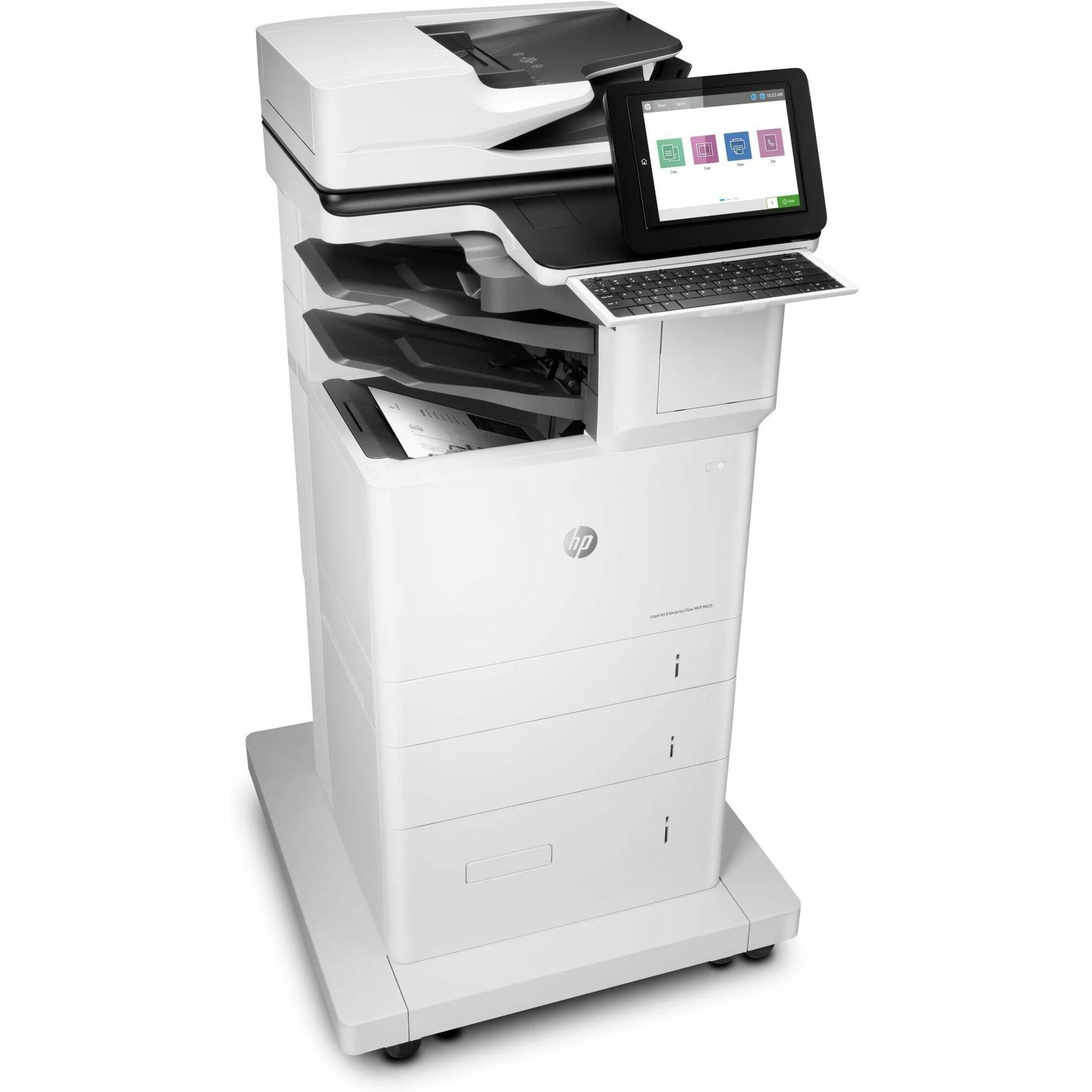 HP LaserJet M635 M635z Laser Multifunction Printer-Monochrome-Copier/Fax/Scanner-65 ppm Mono Print-1200x1200 Print-Automatic Duplex Print-300000 Pages Monthly-3200 sheets Input-Color Scanner-600 Optical Scan-Monochrome Fax-Gigabit Ethernet - Copier/Fax/Printer/Scanner - 65 ppm Mono Print - 1200 x 1200 dpi Print - Automatic Duplex Print - Up to 300000 Pages Monthly - 3200 sheets Input - Color Scanner - 600 dpi Optical Scan - Monochrome Fax - Gigabit Ethernet - USB - For Plain Paper Print — right