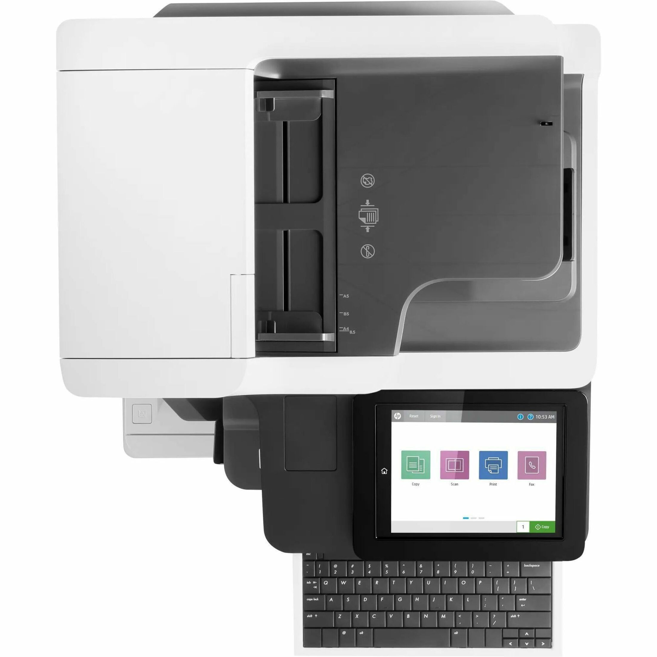 HP LaserJet M635 M635z Laser Multifunction Printer-Monochrome-Copier/Fax/Scanner-65 ppm Mono Print-1200x1200 Print-Automatic Duplex Print-300000 Pages Monthly-3200 sheets Input-Color Scanner-600 Optical Scan-Monochrome Fax-Gigabit Ethernet - Copier/Fax/Printer/Scanner - 65 ppm Mono Print - 1200 x 1200 dpi Print - Automatic Duplex Print - Up to 300000 Pages Monthly - 3200 sheets Input - Color Scanner - 600 dpi Optical Scan - Monochrome Fax - Gigabit Ethernet - USB - For Plain Paper Print — top