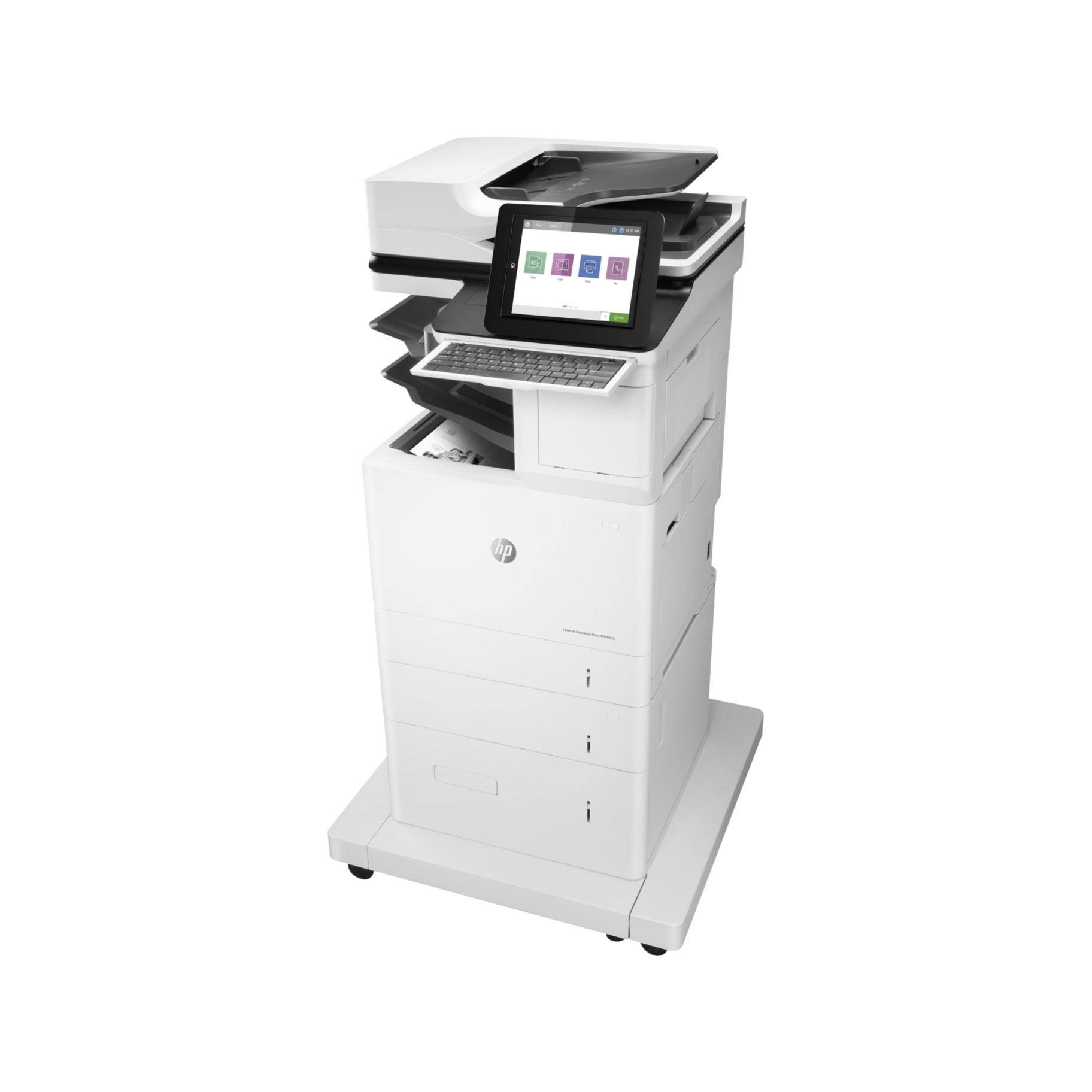 HP LaserJet Enterprise M635z Laser Multifunction Printer - Monochrome - Copier/Fax/Printer/Scanner - 65 ppm Mono Print - 1200 x 1200 dpi Print - Automatic Duplex Print - Up to 300000 Pages Monthly - 3200 sheets Input - Color Flatbed Scanner - 600 dpi Optical Scan - Monochrome Fax - Gigabit Ethernet - USB - For Plain Paper Print