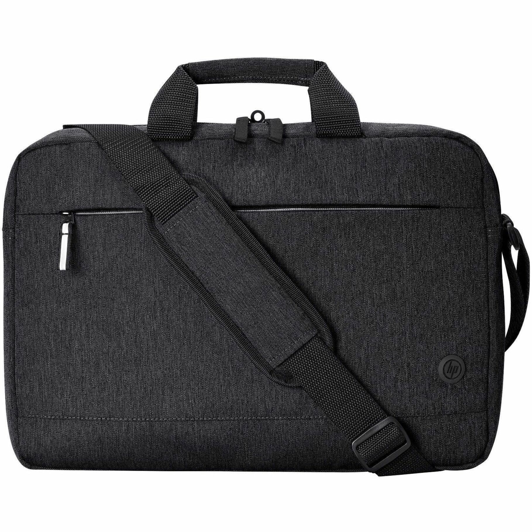 HP Prelude Pro Carrying Case (Briefcase) for 15.6" Notebook - Black - Water Resistant, Bump Resistant, Scrape Resistant - Fabric Body - Shoulder Strap, Luggage Strap - 11.3" Height x 16" Width x 2.8" Depth — front
