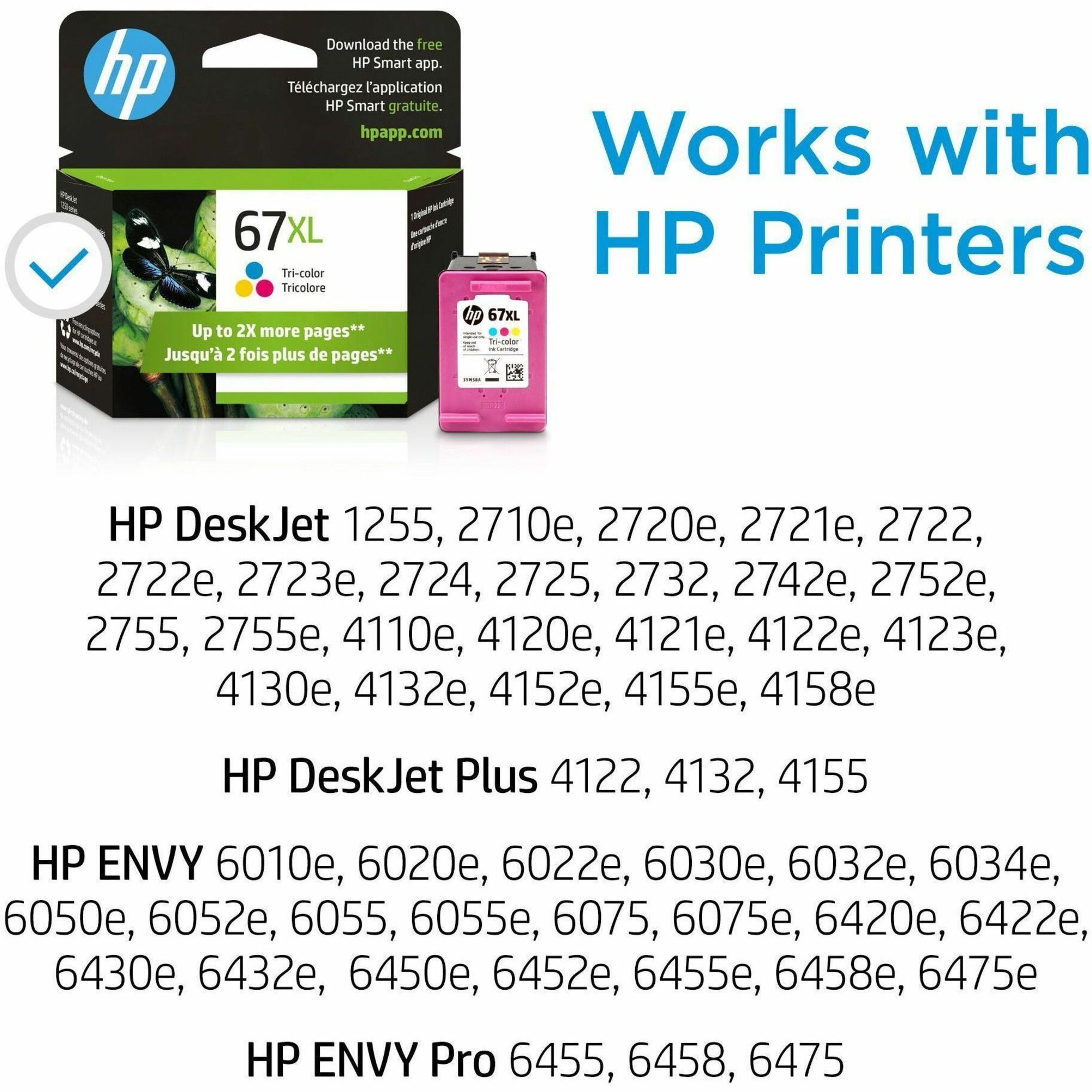 HP 67XL Original High Yield Inkjet Ink Cartridge - Tri-color - 1 Pack - 240 Pages — alternate image1