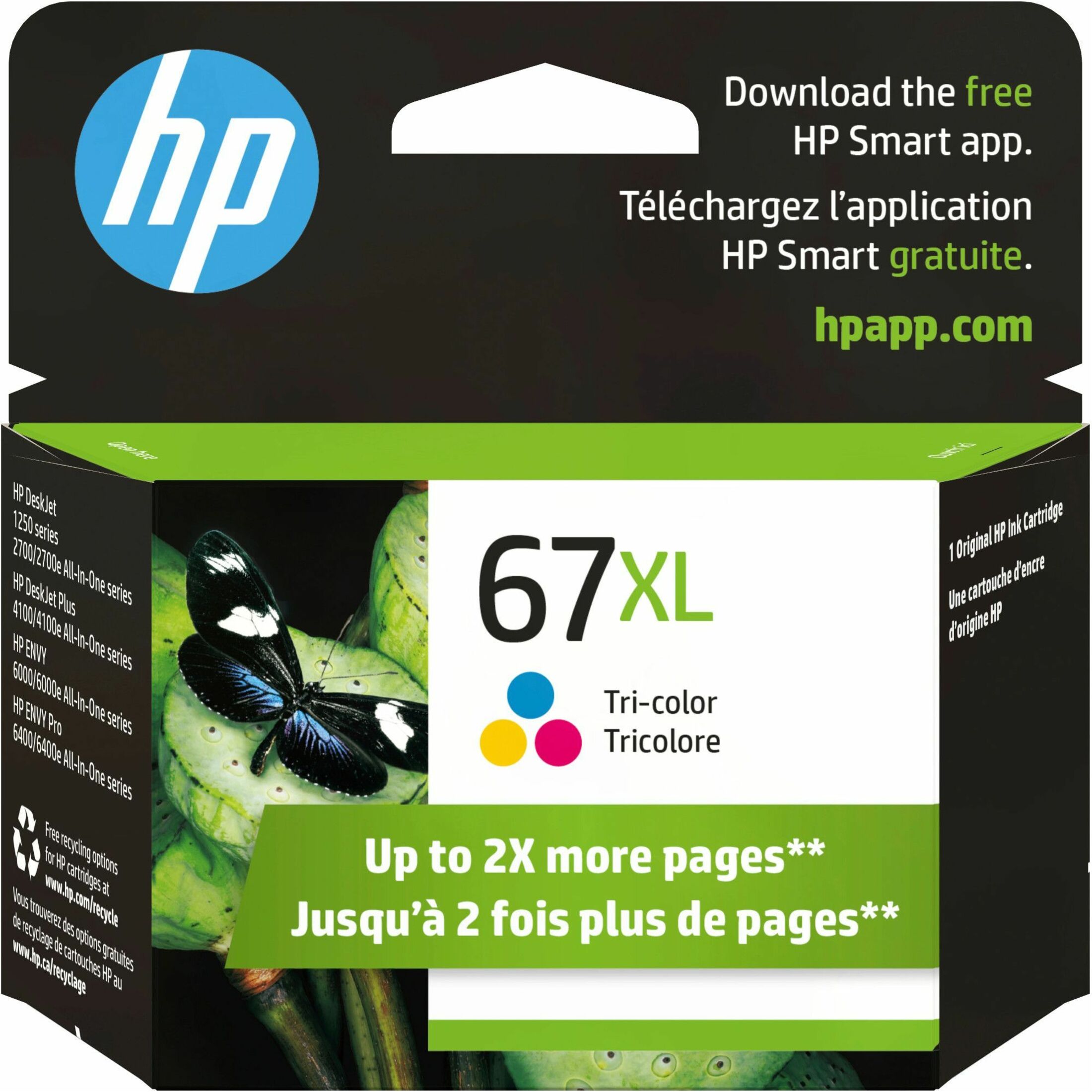 HP 67XL Original High Yield Inkjet Ink Cartridge - Tri-color - 1 Pack - 240 Pages