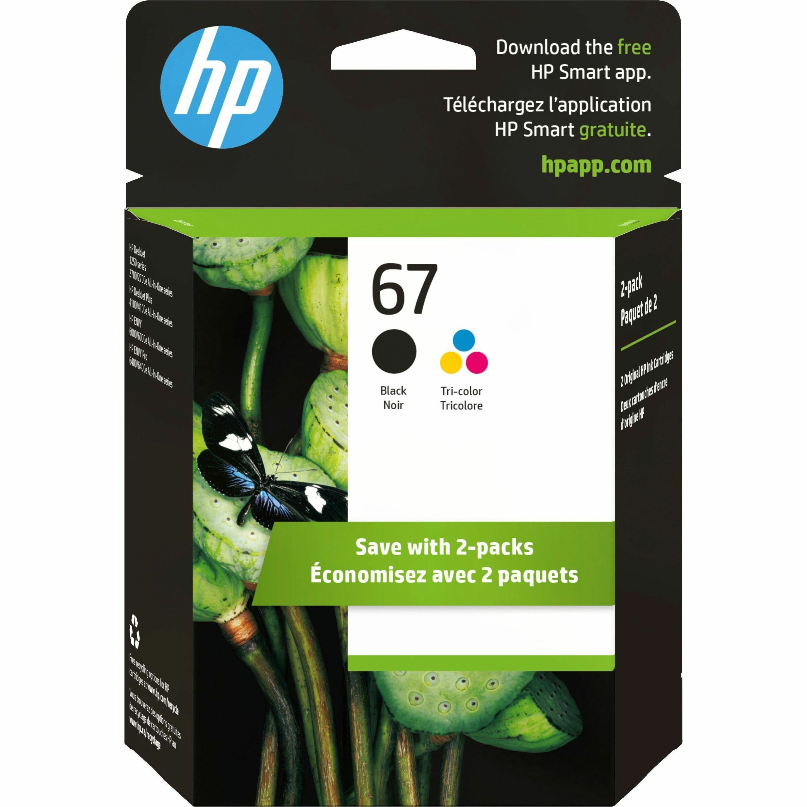 HP 67 Original Inkjet Ink Cartridge - Black, Tri-color Pack - 120 Pages Black, 100 Pages Tri-color