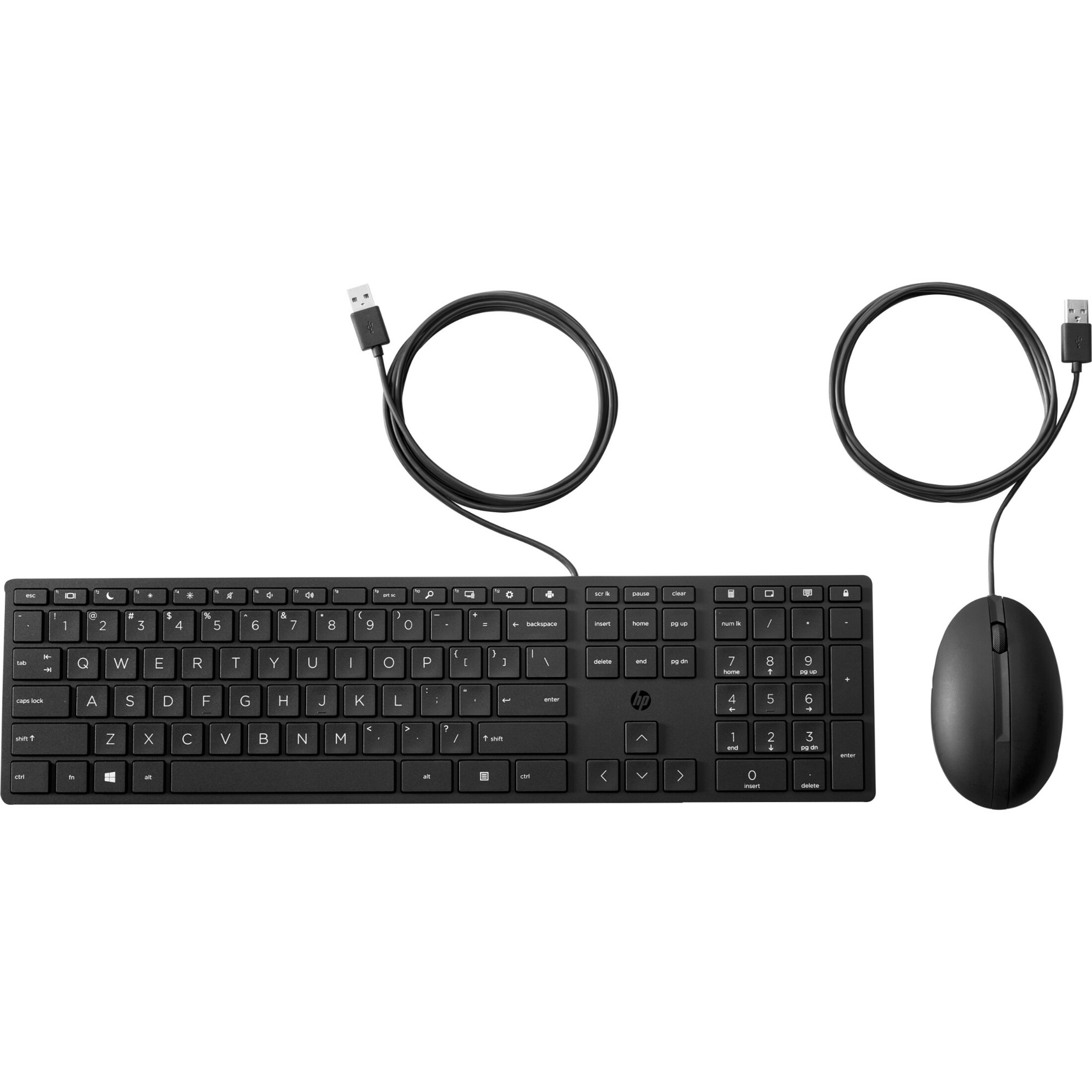 HP Wired Desktop 320MK Mouse and Keyboard - USB Cable Keyboard - English - Black - Cable Mouse - Black - Compatible with PC — alternate image1