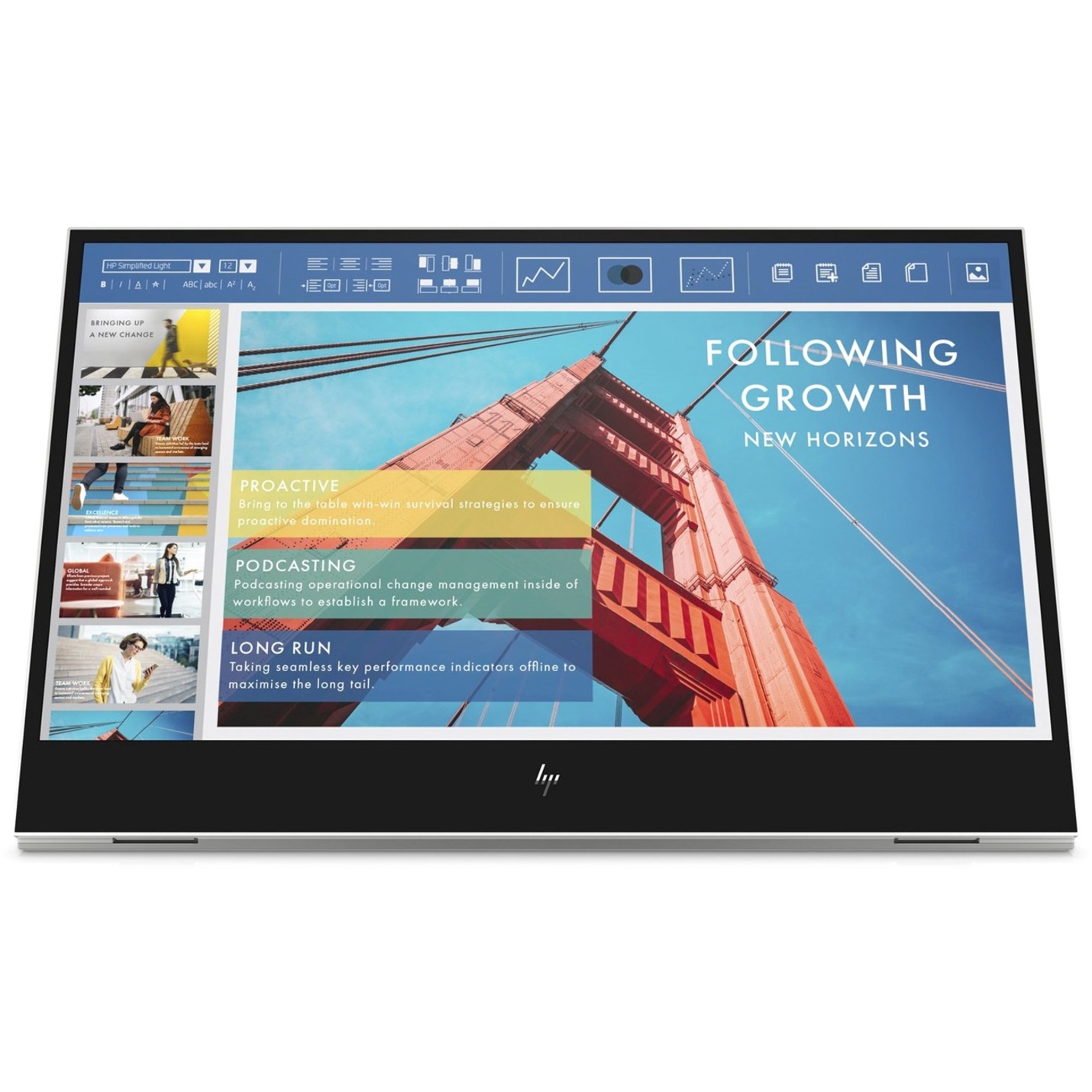 HP E14 G4 14" Class Full HD LCD Portable Monitor - 16:9 - Silver - 14" Viewable - In-plane Switching (IPS) Technology - 1920 x 1080 - 400 Nit - 5 msGTG (OD) - 60 Hz Refresh Rate - USB Hub — front