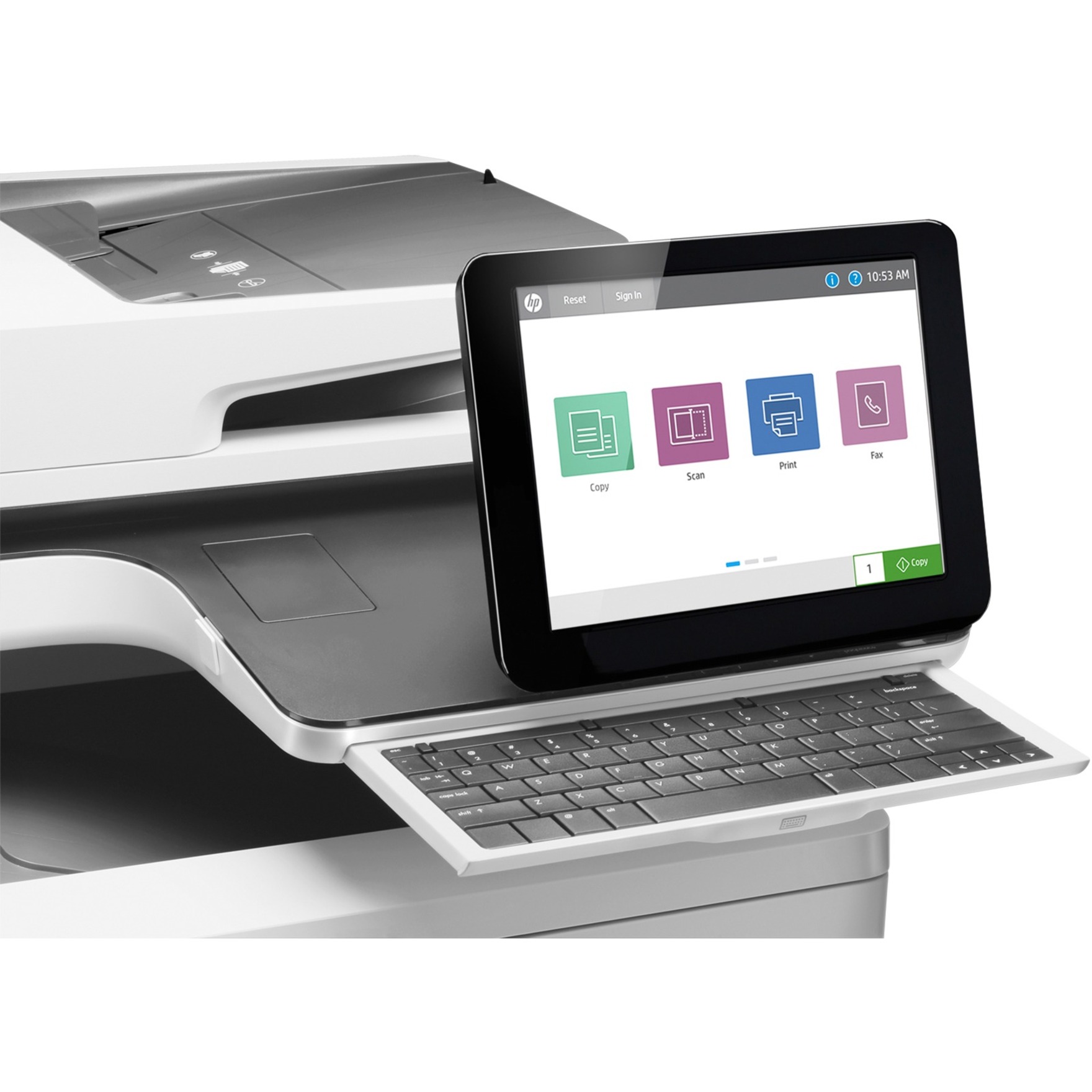 HP LaserJet Enterprise M578c Laser Multifunction Printer - Color - Copier/Fax/Printer/Scanner - 40 ppm Mono/40 ppm Color Print - 1200 x 1200 dpi Print - Automatic Duplex Print - Up to 80000 Pages Monthly - 650 sheets Input - Color Scanner - 600 dpi Optical Scan - Monochrome Fax - Gigabit Ethernet - USB - For Plain Paper Print — alternate image1