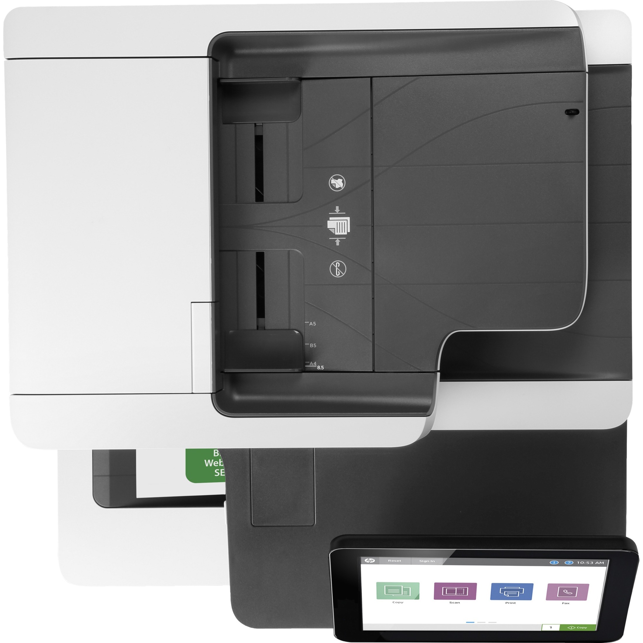 HP LaserJet Enterprise M578c Laser Multifunction Printer - Color - Copier/Fax/Printer/Scanner - 40 ppm Mono/40 ppm Color Print - 1200 x 1200 dpi Print - Automatic Duplex Print - Up to 80000 Pages Monthly - 650 sheets Input - Color Scanner - 600 dpi Optical Scan - Monochrome Fax - Gigabit Ethernet - USB - For Plain Paper Print — top