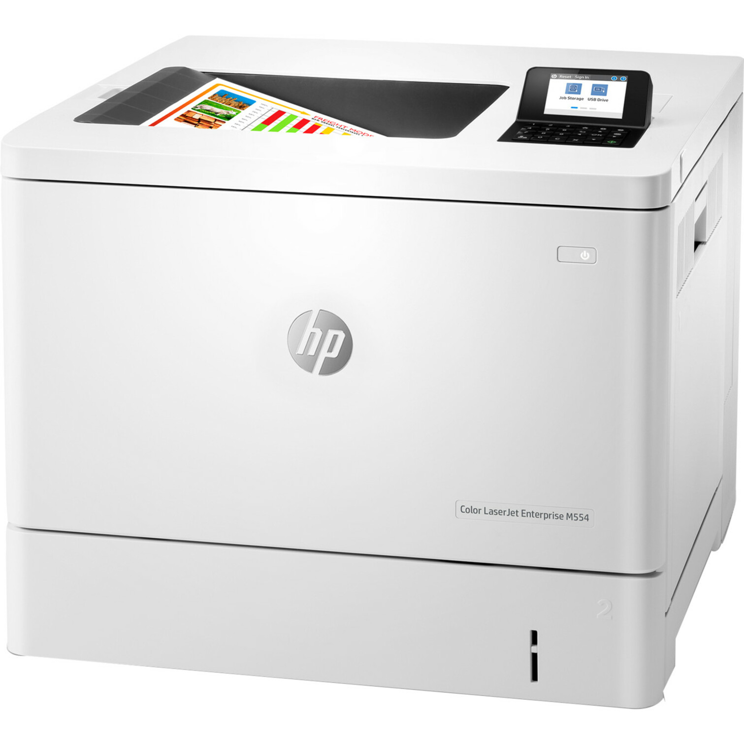 HP LaserJet Enterprise M554 M554dn Desktop Laser Printer - Color - 35 ppm Mono / 35 ppm Color - 1200 x 1200 dpi Print - Automatic Duplex Print - 650 Sheets Input - Ethernet - 80000 Pages Duty Cycle - Plain Paper Print - Gigabit Ethernet - USB — leftmaximum