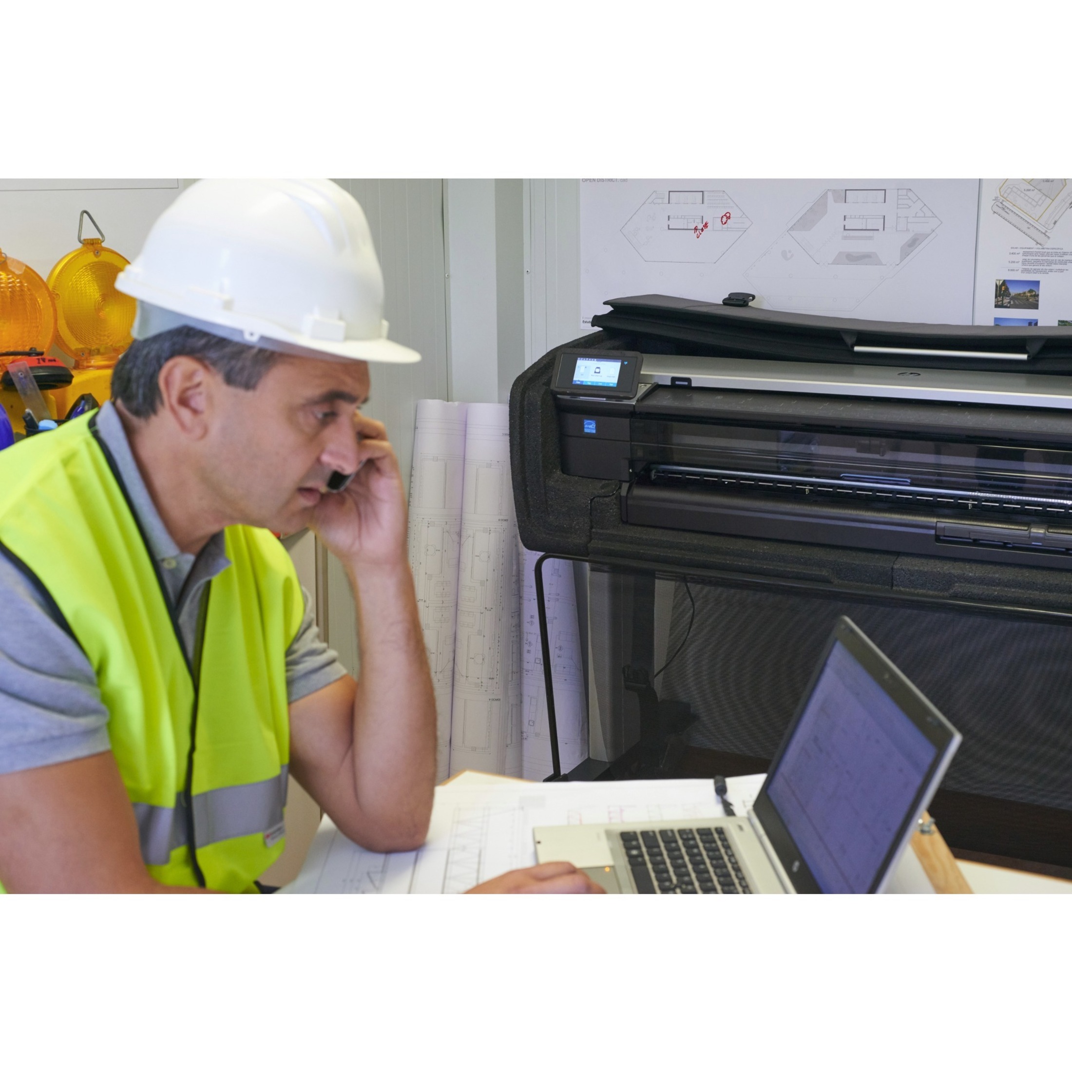 HP Designjet T830 Inkjet Large Format Printer - Includes Printer, Copier, Scanner - 24" Print Width - Color - 26 Second Color Speed - 2400 x 1200 dpi - 1 GB - Ethernet - Wireless LAN - Sheetfed Color Scan - Sheetfed Color Copy - Roll Paper, Bond Paper, Coated Paper, Recycled Paper, Heavyweight Coated Paper, Plain Paper, Bright White Inkjet Paper, Technical Paper, Vellum, Clear Film, Matte Film, ... - Floor Standing Supported — alternate image2