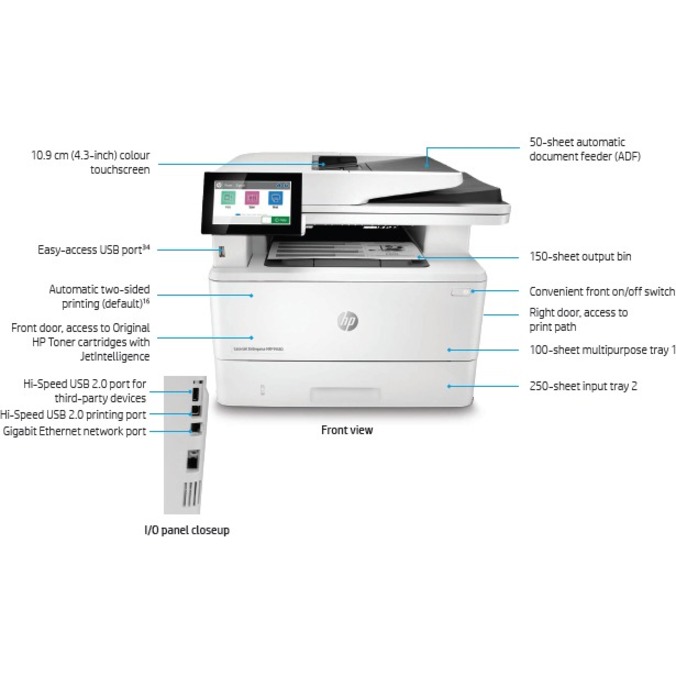HP LaserJet M430f Laser Multifunction Printer-Monochrome-Copier/Fax/Scanner-42 ppm Mono Print-1200x1200 Print-Automatic Duplex Print-100000 Pages Monthly-350 sheets Input-Color Scanner-600 Optical Scan-Monochrome Fax-Gigabit Ethernet - Copier/Fax/Printer/Scanner - 42 ppm Mono Print - 1200 x 1200 dpi Print - Automatic Duplex Print - Up to 100000 Pages Monthly - 350 sheets Input - Color Flatbed Scanner - 600 dpi Optical Scan - Monochrome Fax - Gigabit Ethernet - USB - For Plain Paper Print — alternate image4