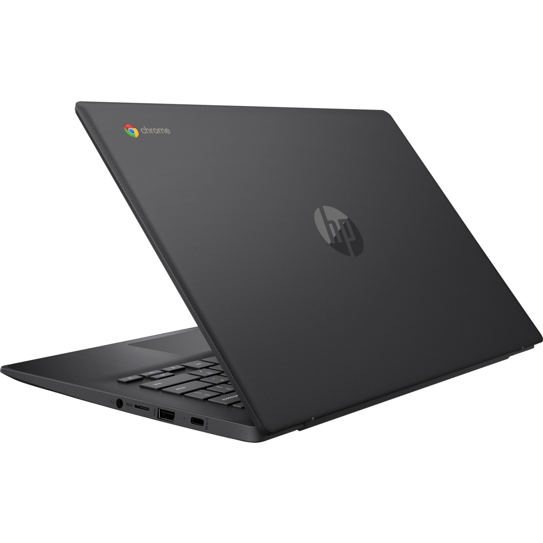 HP Chromebook 14 G6 14" Chromebook - 60 Hz - Intel Celeron N4020 - 8 GB - 64 GB Flash Memory - Chalkboard Gray - Intel Chip - Front Camera/Webcam - 13.50 Hours Battery Run Time - IEEE 802.11a/b/g/n/ac Wireless LAN Standard — rear