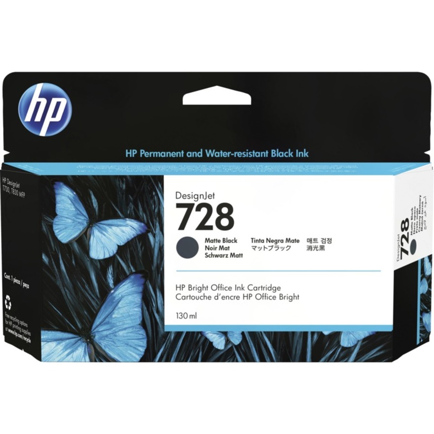 HP 728 Original Inkjet Ink Cartridge - Matte Black Pack - 130 mL