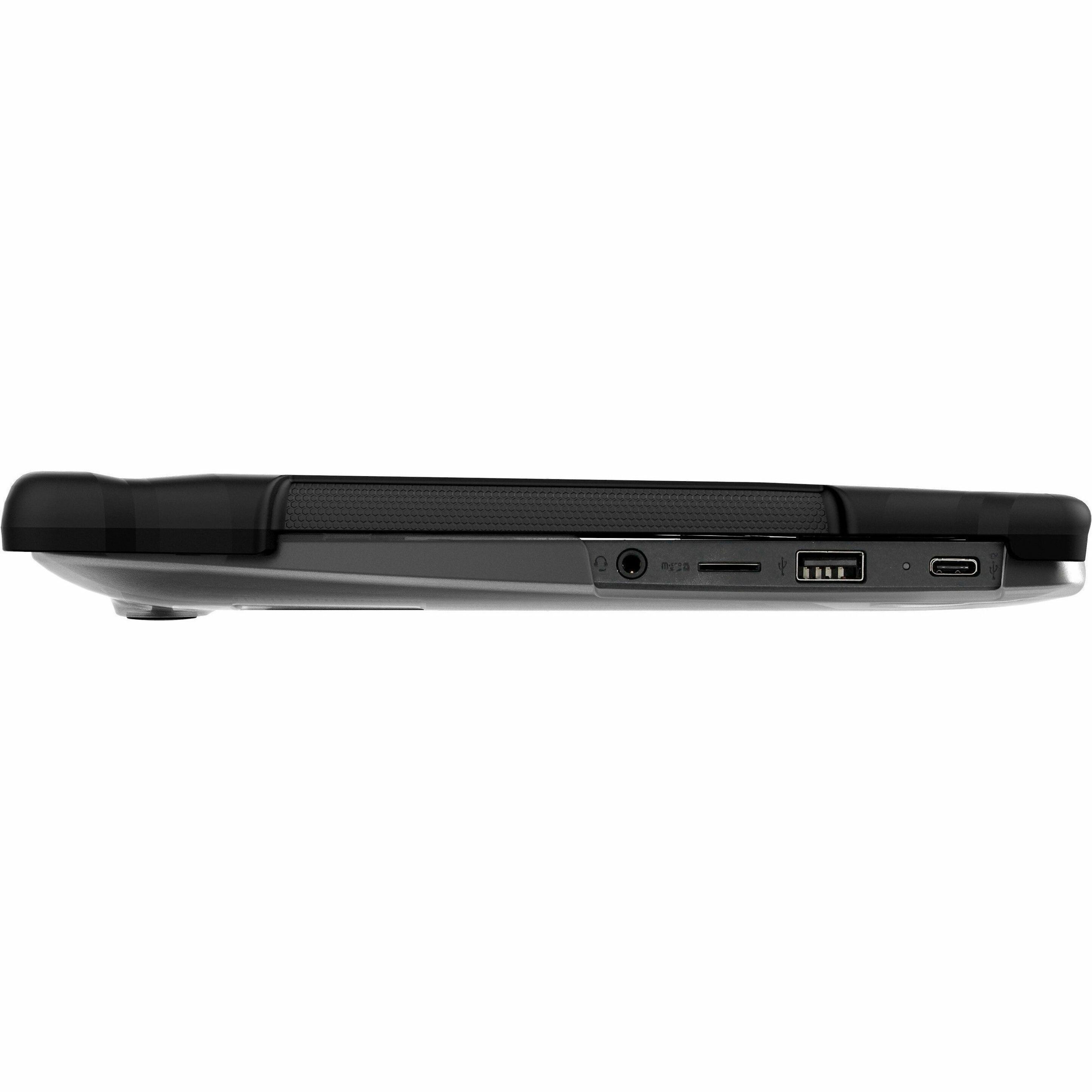 Gumdrop SlimTech for HP CB x360 11 G3 EE - Black - For HP x360 Chromebook - Textured Grip - Transparent, Black - Frosted, Smooth - Bump Resistant, Scratch Resistant, Scuff Resistant, Drop Resistant - Thermoplastic Polyurethane (TPU), Polycarbonate, Rubber - Rugged — left
