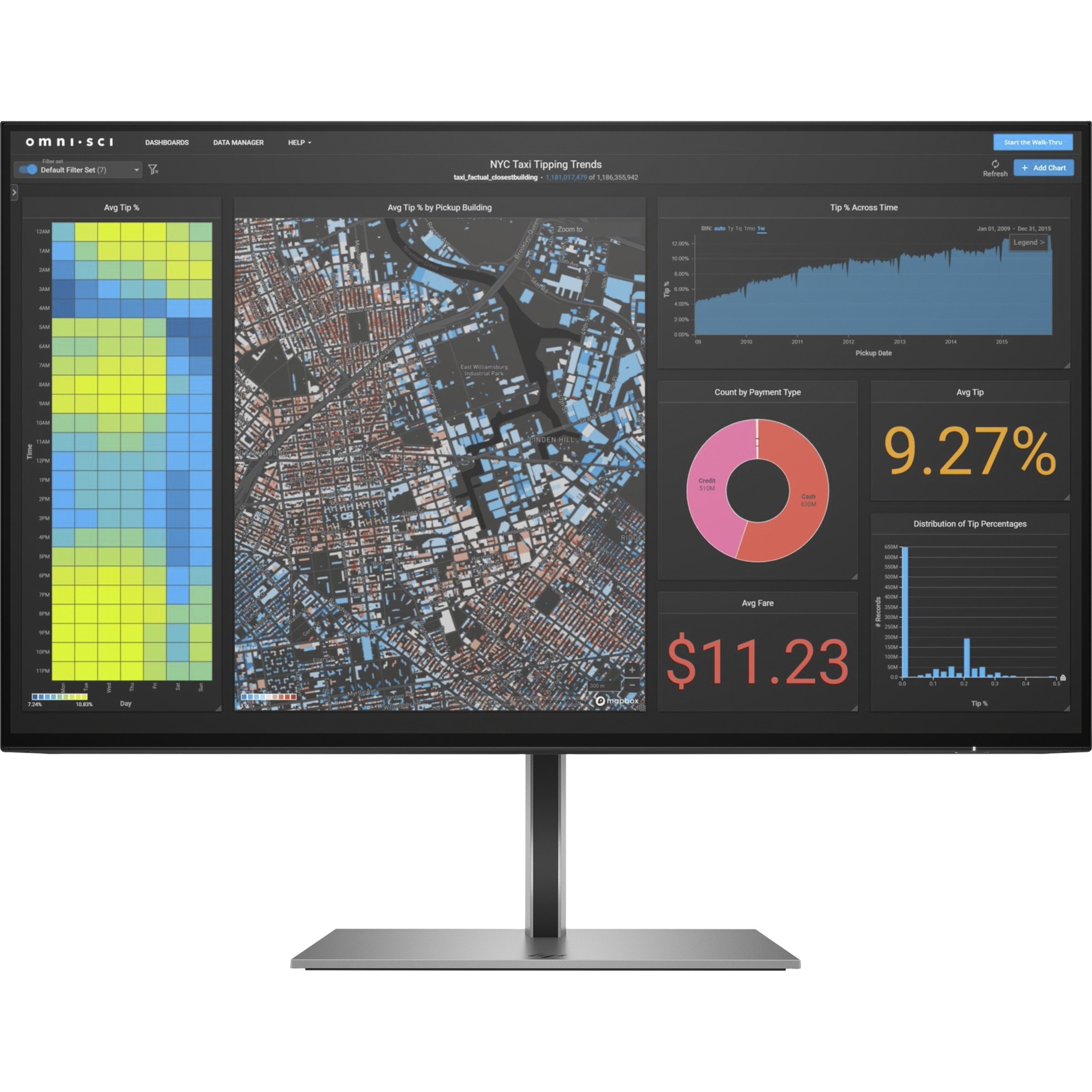 HP Z24f G3 24" Class Full HD LCD Monitor - 16:9 - Silver - 23.8" Viewable - In-plane Switching (IPS) Technology - 1920 x 1080 - 300 Nit - 5 ms - 60 Hz Refresh Rate - Pivot, Height - HDMI - DisplayPort - USB Hub — front