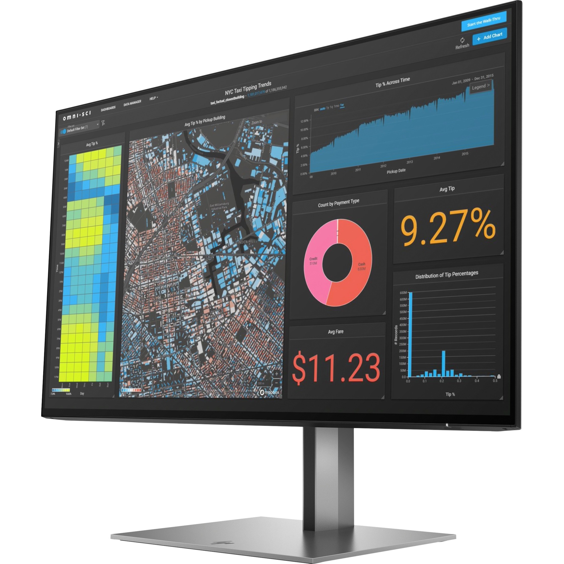 HP Z24f G3 24" Class Full HD LCD Monitor - 16:9 - Silver - 23.8" Viewable - In-plane Switching (IPS) Technology - 1920 x 1080 - 300 Nit - 5 ms - 60 Hz Refresh Rate - Pivot, Height - HDMI - DisplayPort - USB Hub — left
