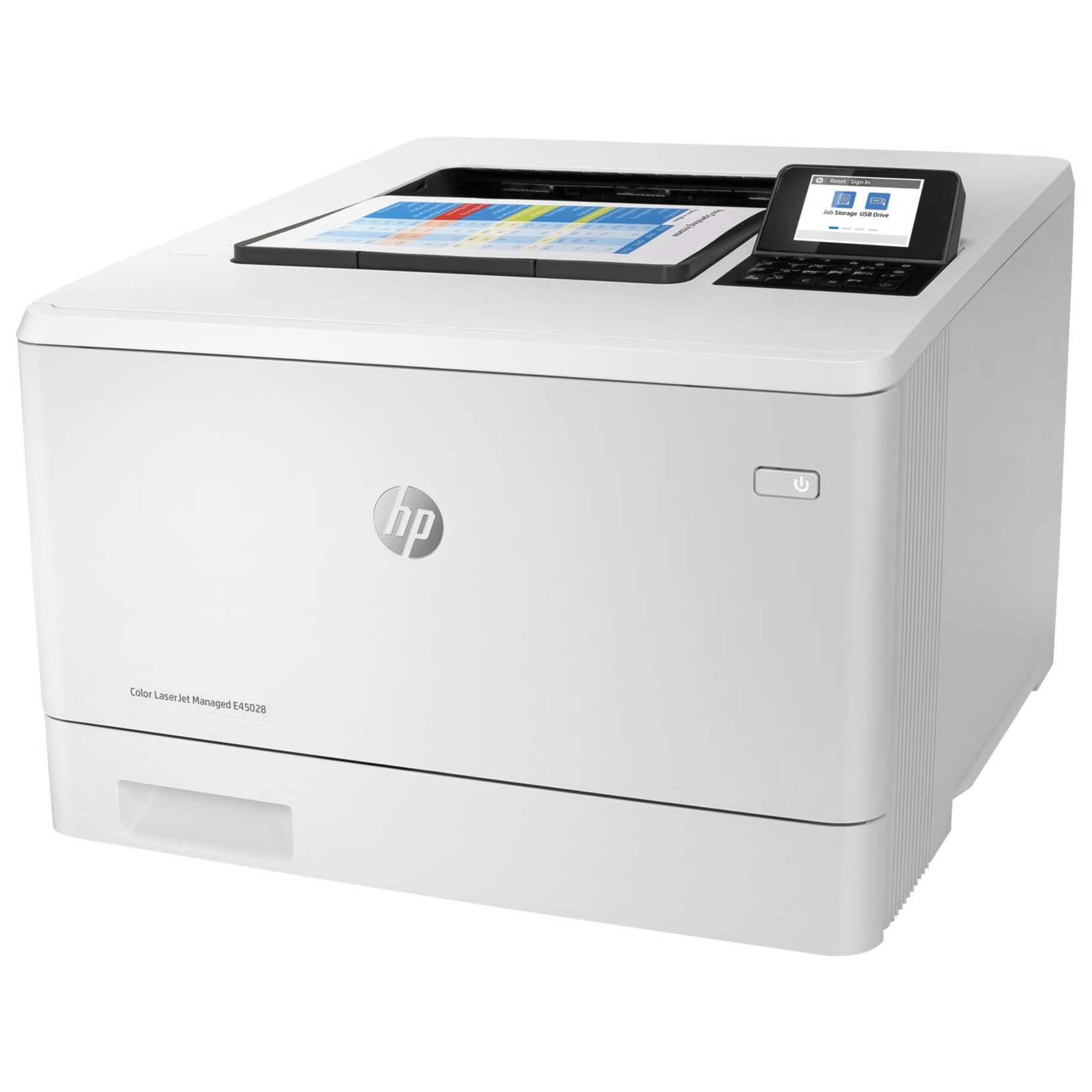HP LaserJet Managed E45028dn Desktop Laser Printer - Color - 27 ppm Mono / 27 ppm Color - 600 x 600 dpi Print - Automatic Duplex Print - 300 Sheets Input - Ethernet - 65000 Pages Duty Cycle - Plain Paper Print - Gigabit Ethernet - USB