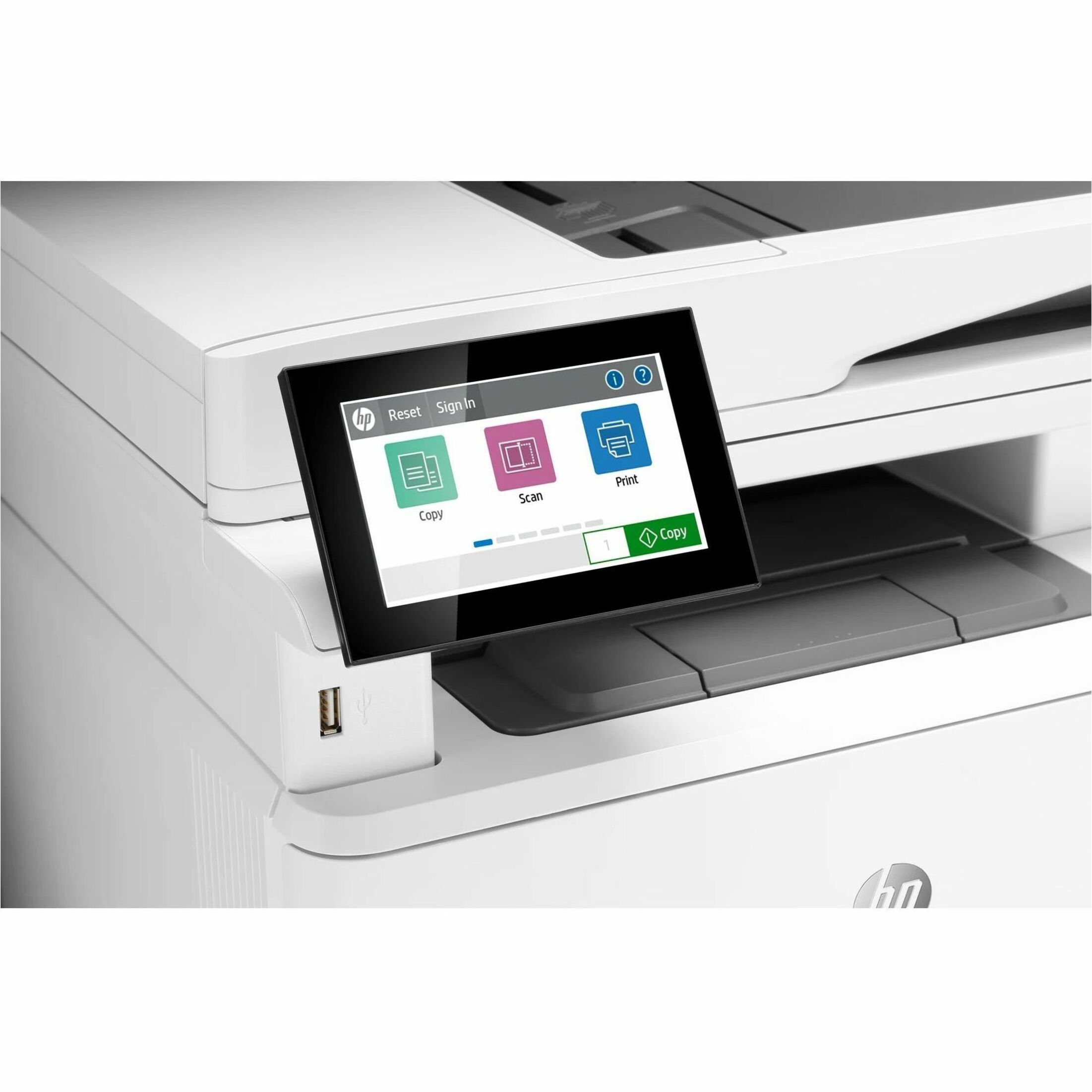 HP LaserJet Enterprise M430f Wired Laser Multifunction Printer - Monochrome - Copier/Fax/Printer/Scanner - 42 ppm Mono Print - 1200 x 1200 dpi Print - Automatic Duplex Print - Up to 100000 Pages Monthly - 350 sheets Input - Color Scanner - 600 dpi Optical Scan - Monochrome Fax - Gigabit Ethernet - USB - For Plain Paper Print — alternate image1
