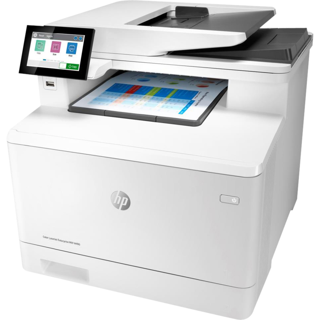 HP LaserJet M480f Laser Multifunction Printer-Color-Copier/Fax/Scanner-27 ppm Mono/27 ppm Color Print-600x600 Print-Automatic Duplex Print-55000 Pages Monthly-300 sheets Input-Color Scanner-600 Optical Scan-Color Fax-Gigabit Ethernet - Copier/Fax/Printer/Scanner - 27 ppm Mono/27 ppm Color Print - 600 x 600 dpi Print - Automatic Duplex Print - Up to 55000 Pages Monthly - 300 sheets Input - Color Flatbed Scanner - 600 dpi Optical Scan - Color Fax - Gigabit Ethernet - USB - For Plain Paper Pri