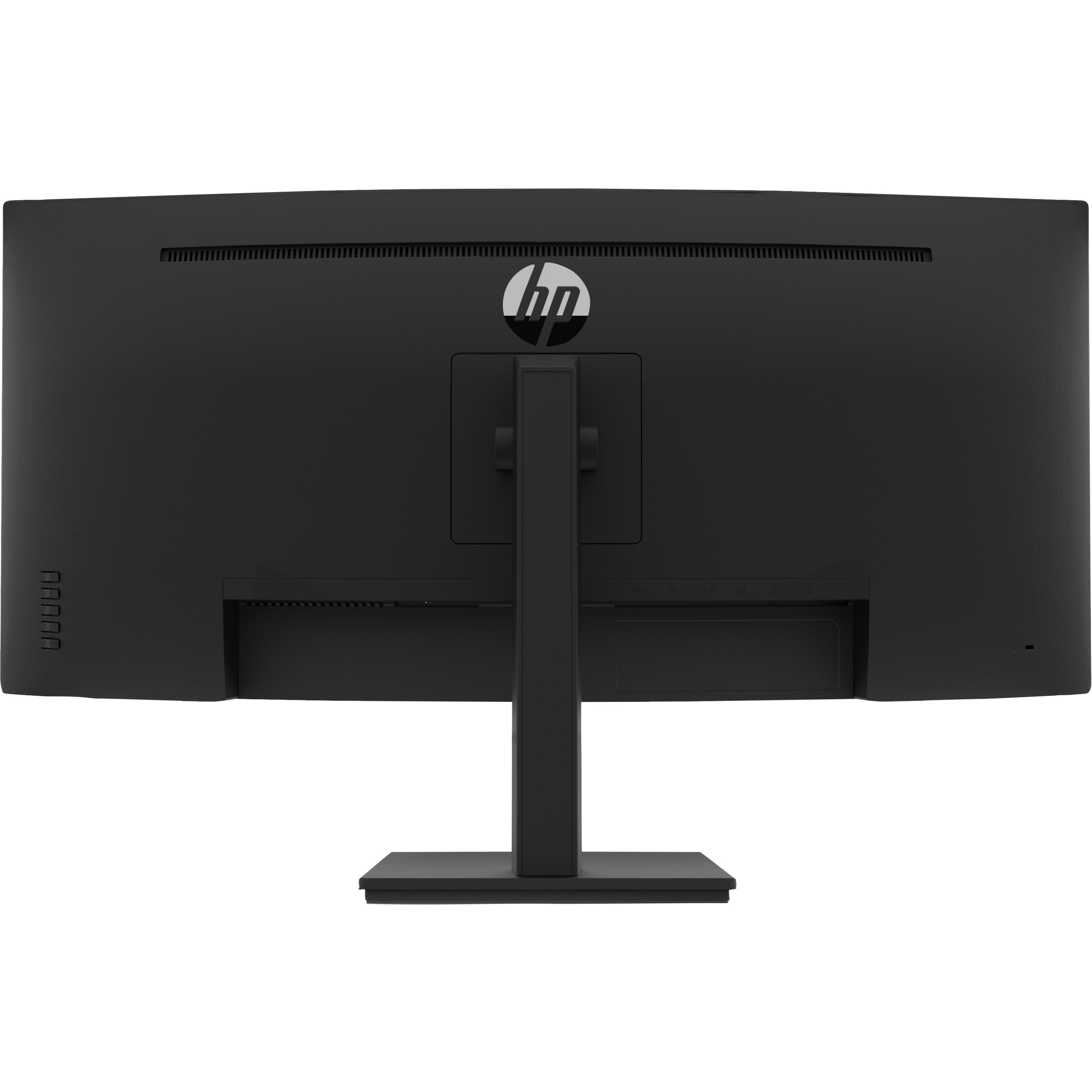 HP P34HC G4 34" Class WQHD Curved Screen LCD Monitor - 21:9 - Black - 34" Viewable - Vertical Alignment (VA) - Edge LED Backlight - 3440 x 1440 - 250 Nit - 5 ms - 100 Hz Refresh Rate - Speakers - Height, Swivel, Tilt - USB Type-C - HDMI - DisplayPort - VESA Mount Compatible - USB Hub, KVM Switch — rear