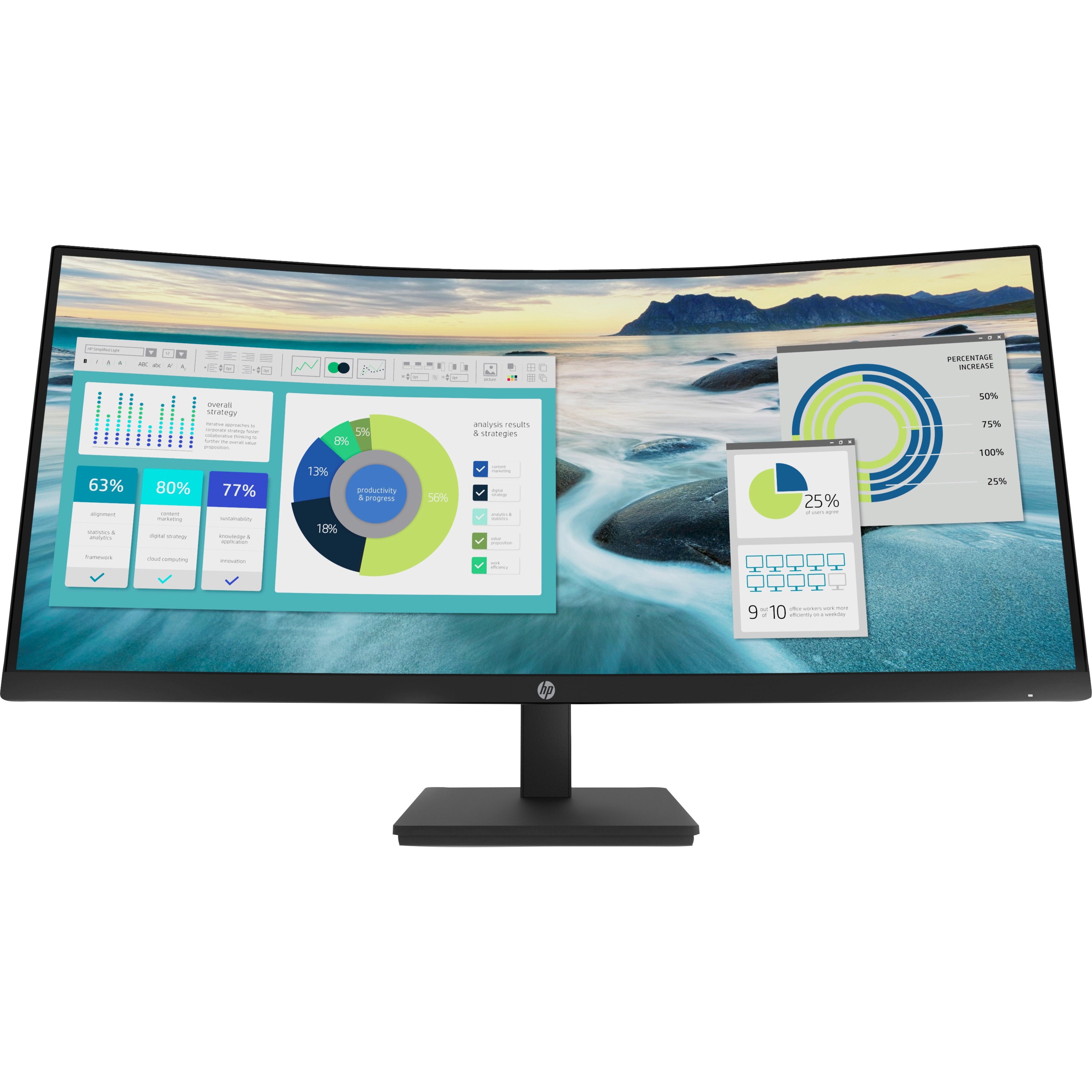 HP P34hc G4 34" Class WQHD Curved Screen LCD Monitor - 21:9 - Black - 34" Viewable - Vertical Alignment (VA) - LED Backlight - 3440 x 1440 - 250 Nit - 5 ms - 100 Hz Refresh Rate - Speakers - USB Type-C - HDMI - DisplayPort - VESA Mount Compatible - USB Hub — frontmaximum