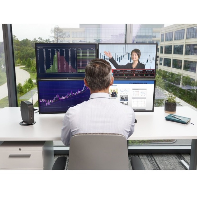 HP t740 Thin Client Ryzen V1756B Quad-core (4 Core) 3.25 GHz - TAA Compliant - 16 GB RAM DDR4 SDRAM - 128 GB Flash - Gigabit Ethernet - DisplayPort - Network (RJ-45) - 7 Total USB Port(s) - 2 USB 2.0 Port(s) - USB Type-C - 90 W — alternate image3