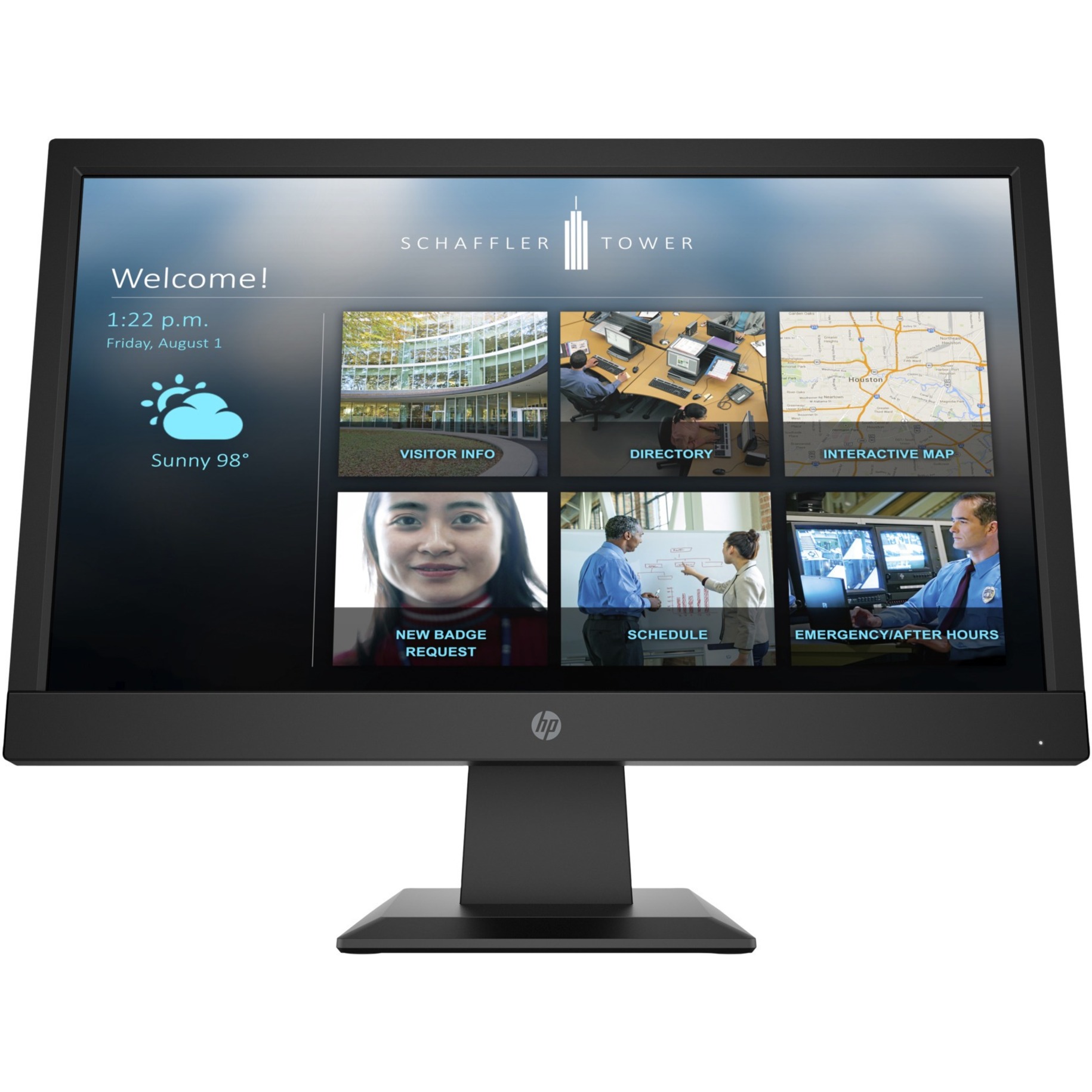 HP P19b G4 19" Class WXGA LCD Monitor - 16:9 - 18.5" Viewable - Twisted nematic (TN) - 1360 x 768 - 200 Nit - 5 ms - 60 Hz Refresh Rate - HDMI - VGA - VESA Mount Compatible — frontmaximum
