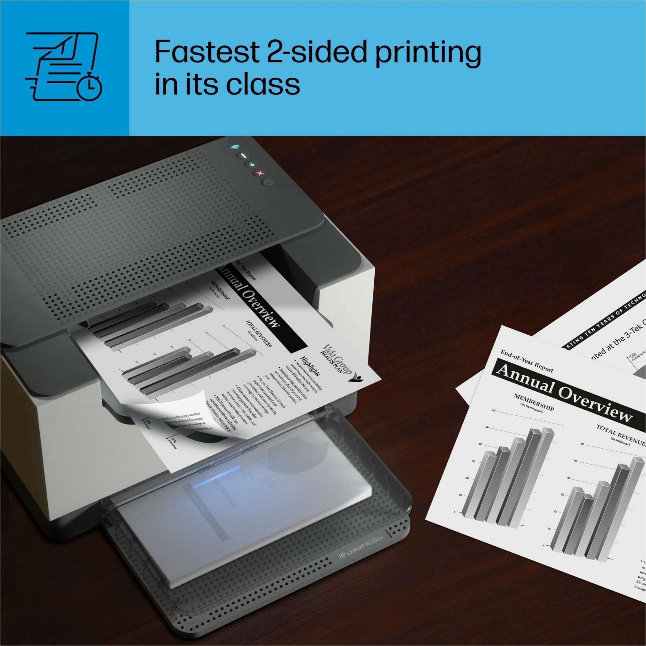 HP LaserJet 200 M209dw Desktop Wireless Laser Printer - Monochrome - 30 ppm Mono - 600 x 600 dpi Print - Automatic Duplex Print - 150 Sheets Input - Ethernet - Wireless LAN - Wi-Fi Direct, HP Smart App, Apple AirPrint, Mopria - 20000 Pages Duty Cycle - Plain Paper Print - Fast Ethernet - USB — alternate image1