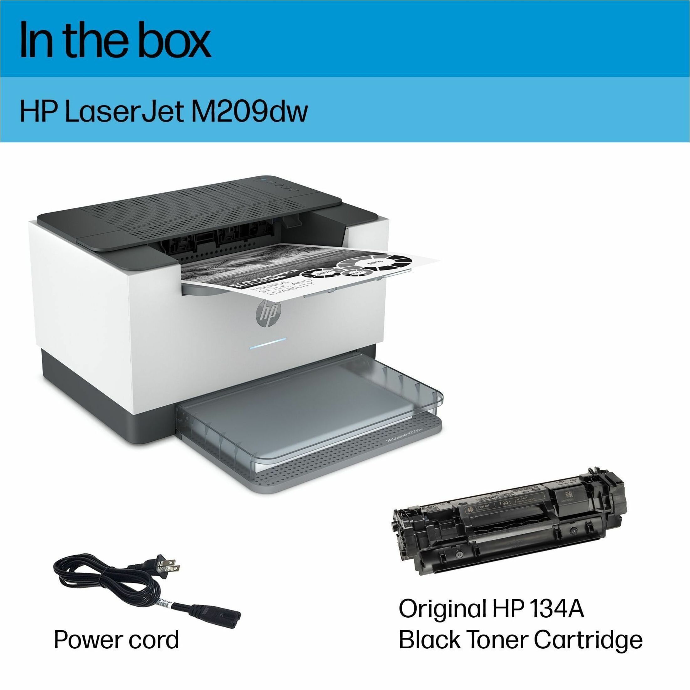 HP LaserJet 200 M209dw Desktop Wireless Laser Printer - Monochrome - 30 ppm Mono - 600 x 600 dpi Print - Automatic Duplex Print - 150 Sheets Input - Ethernet - Wireless LAN - Wi-Fi Direct, HP Smart App, Apple AirPrint, Mopria - 20000 Pages Duty Cycle - Plain Paper Print - Fast Ethernet - USB — alternate image4