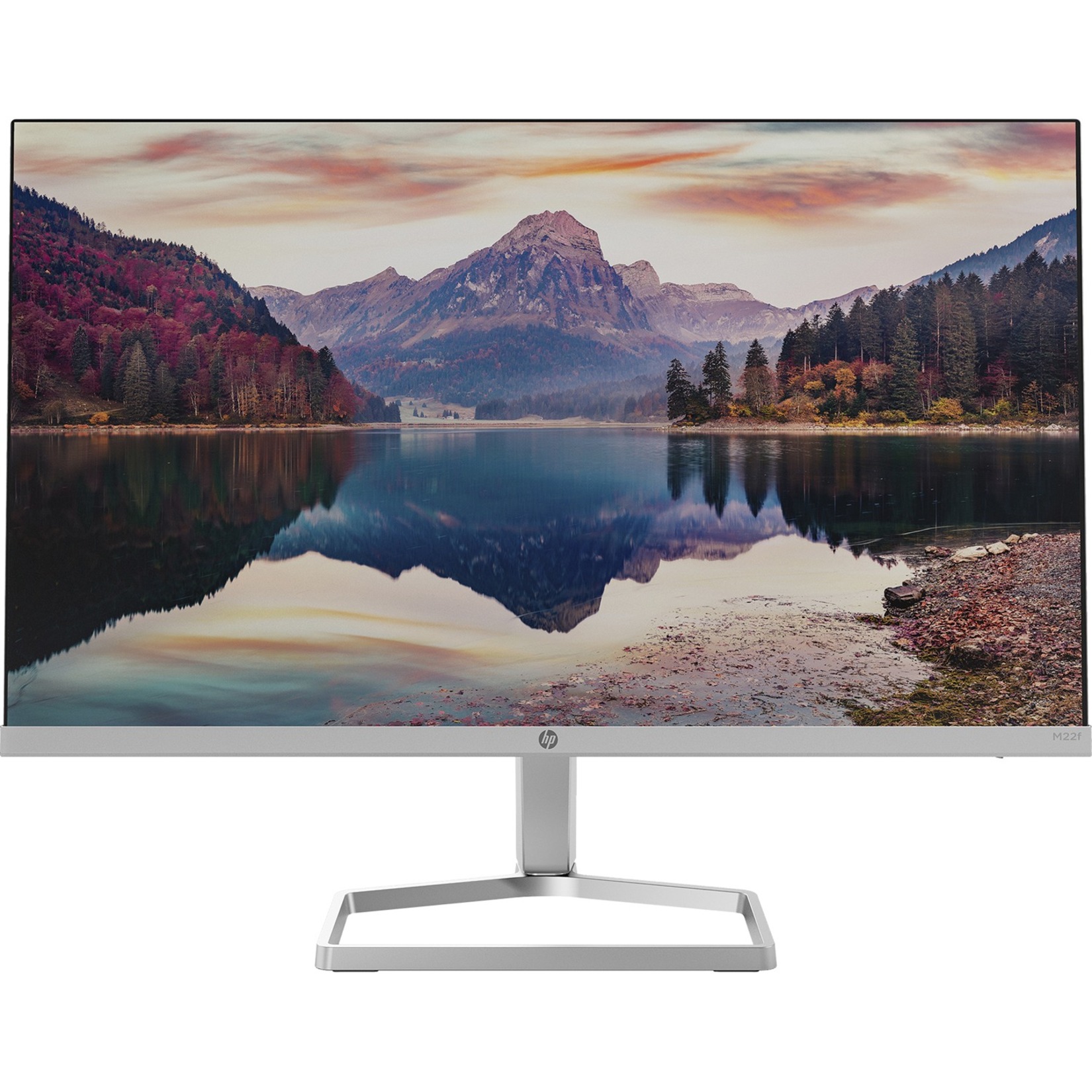 HP Ultra Slim M22f 22" Class Full HD LCD Monitor - 16:9 - Black, Silver - 21.5" Viewable - In-plane Switching (IPS) Technology - LED Backlight - 1920 x 1080 - FreeSync - 300 Nit - 5 ms - 75 Hz Refresh Rate - HDMI - VGA — front