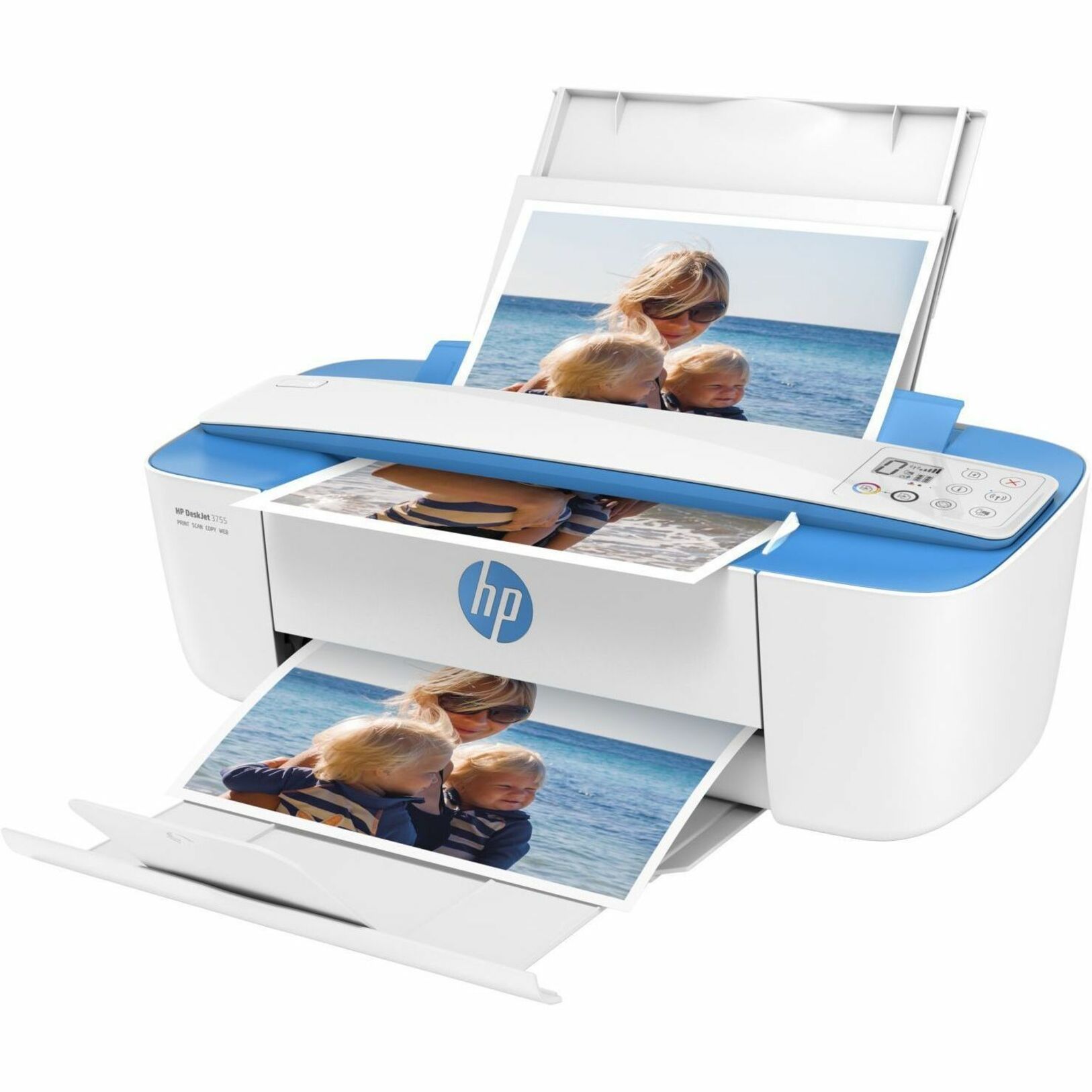 HP Deskjet 3772 Wireless Inkjet Multifunction Printer - Color - Copier/Printer/Scanner - 19 ppm Mono/15 ppm Color Print - 4800 x 1200 dpi Print - Manual Duplex Print - Up to 1000 Pages Monthly - Color Flatbed Scanner - 1200 dpi Optical Scan - Wireless LAN - HP ePrint, Apple AirPrint, Wi-Fi Direct - USB - For Plain Paper Print — left