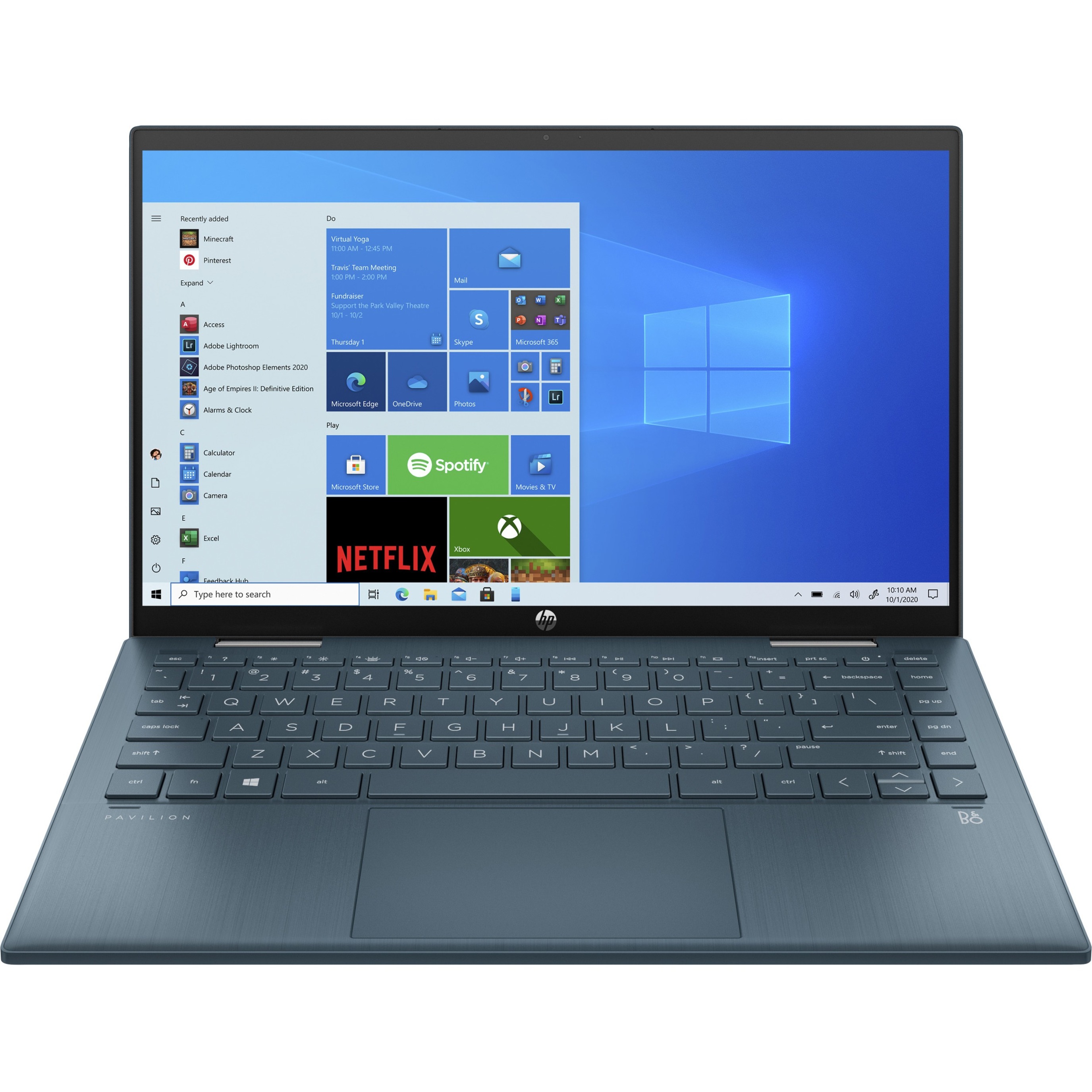 HP Pavilion x360 14-dy0000 14-dy00013la 14" Touchscreen Convertible 2 in 1 Notebook - HD - Intel Core i3 11th Gen i3-1125G4 - 4 GB - 256 GB SSD - Spruce Blue, Ash Gray - Intel Chip - 1366 x 768 - Windows 10 Home - Intel UHD Graphics - Front Camera/Webcam - 13 Hours Battery Run Time - IEEE 802.11ax Wireless LAN Standard — front